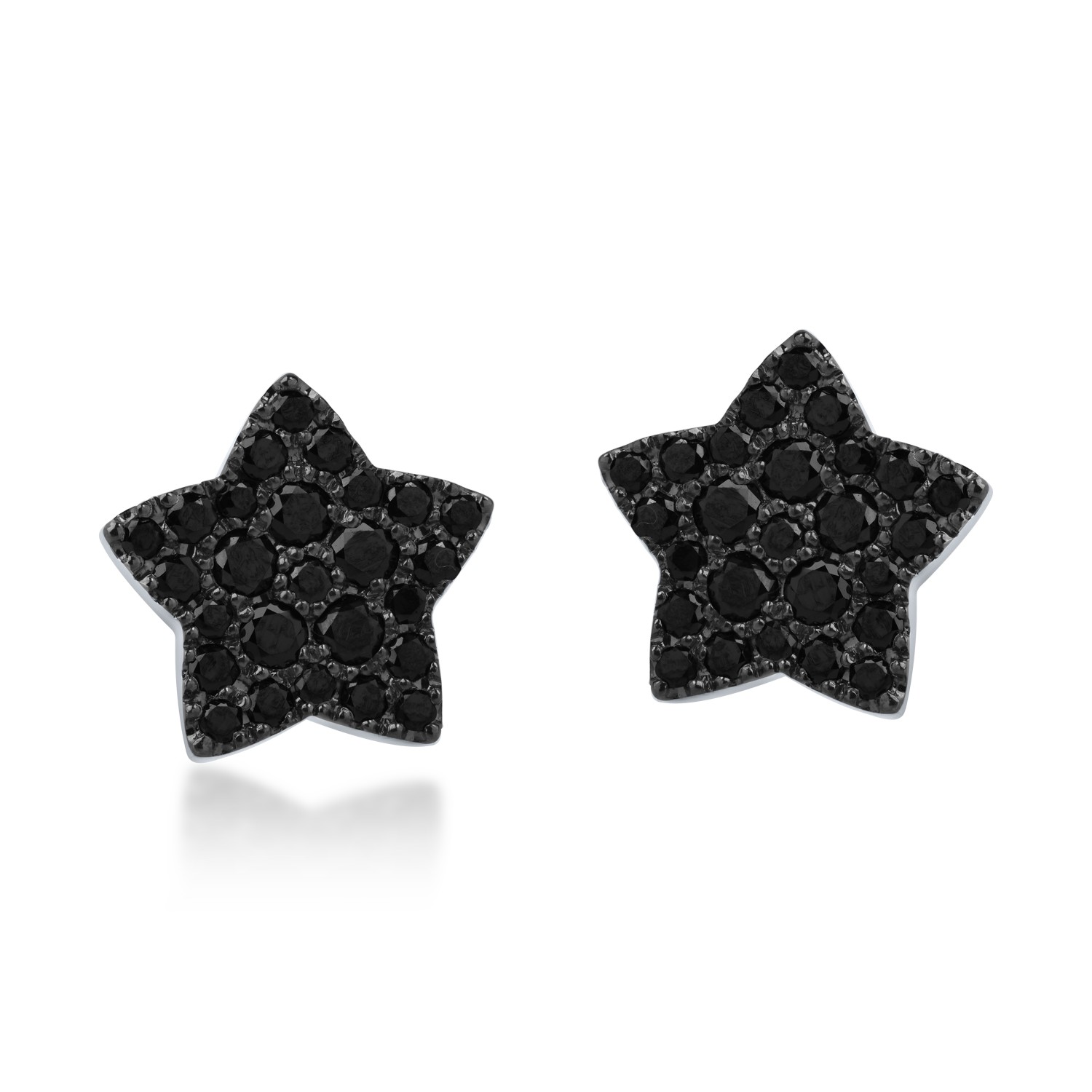 Обеци със звезди от бяло злато с черни диаманти 0.52кт