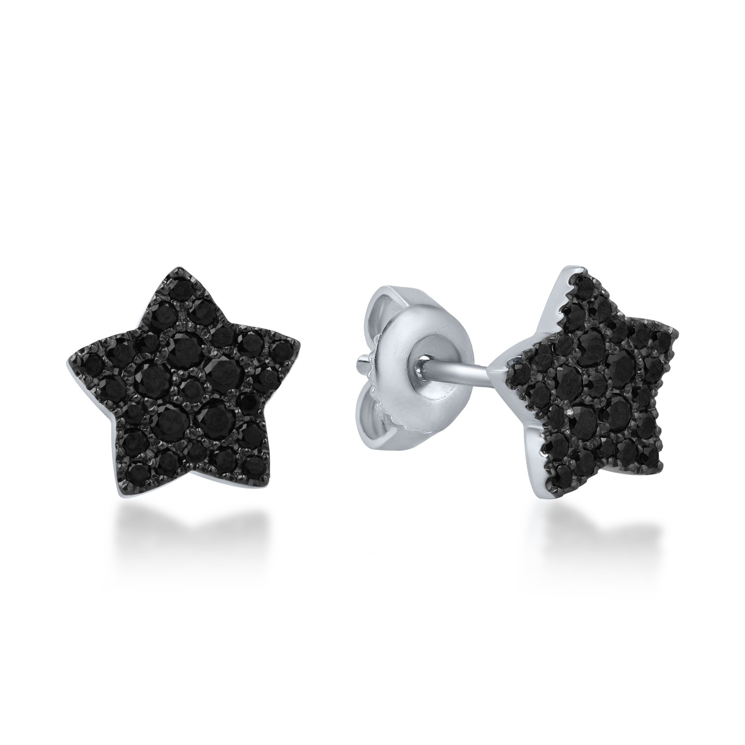 Fehérarany csillagos fülbevaló 0.52ct fekete gyémántokkal