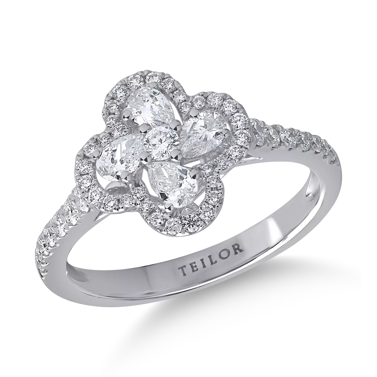 Fehérarany gyűrű 0.71ct gyémántokkal