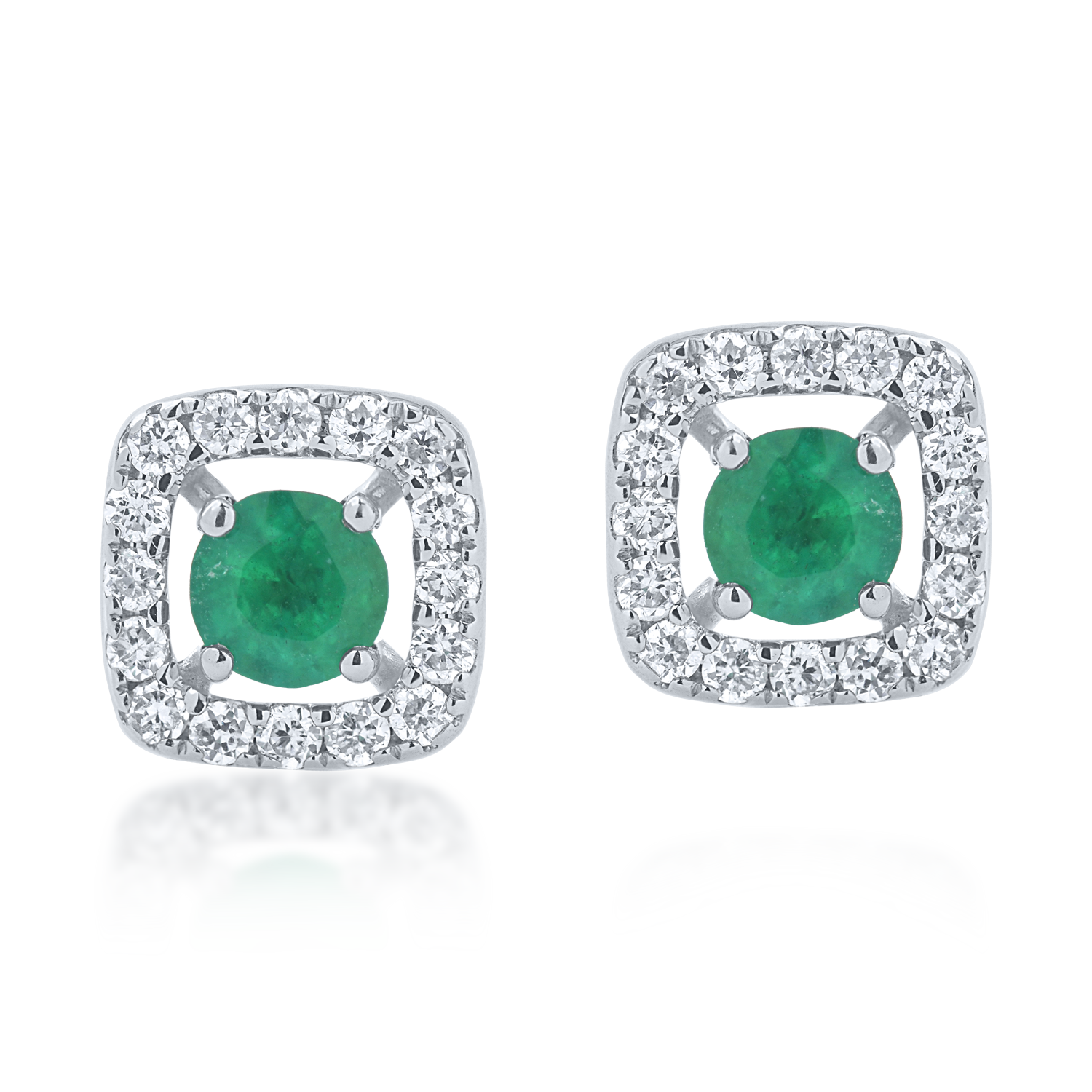 White gold earrings with 0.14ct emeralds and 0.08ct diamonds