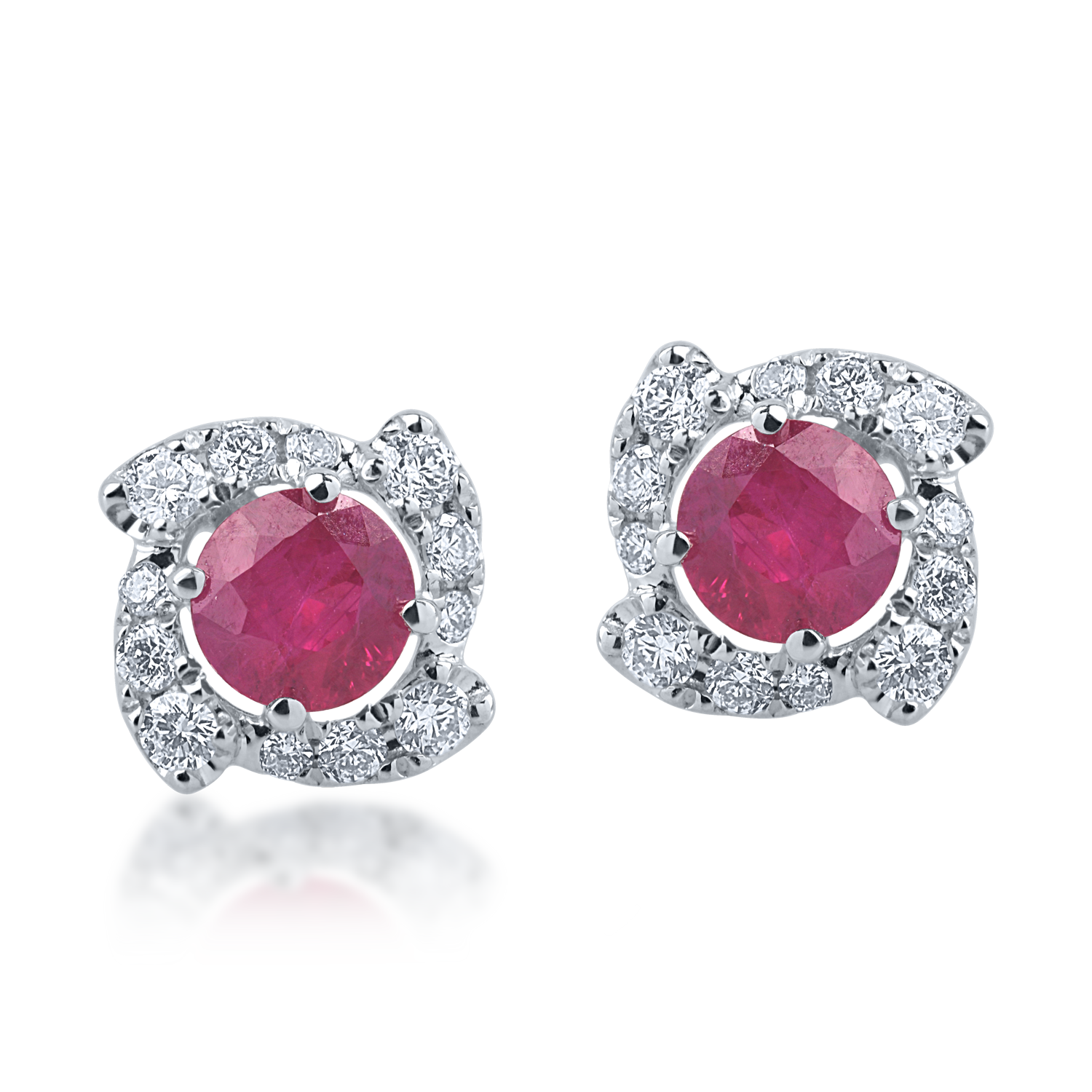 White gold earrings with 0.46ct rubies and 0.17ct diamonds