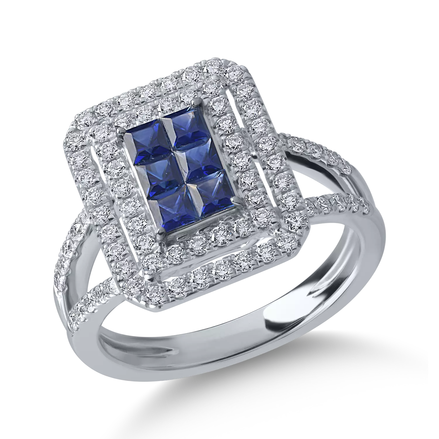 White gold ring with 0.62ct sapphires and 0.69ct diamonds
