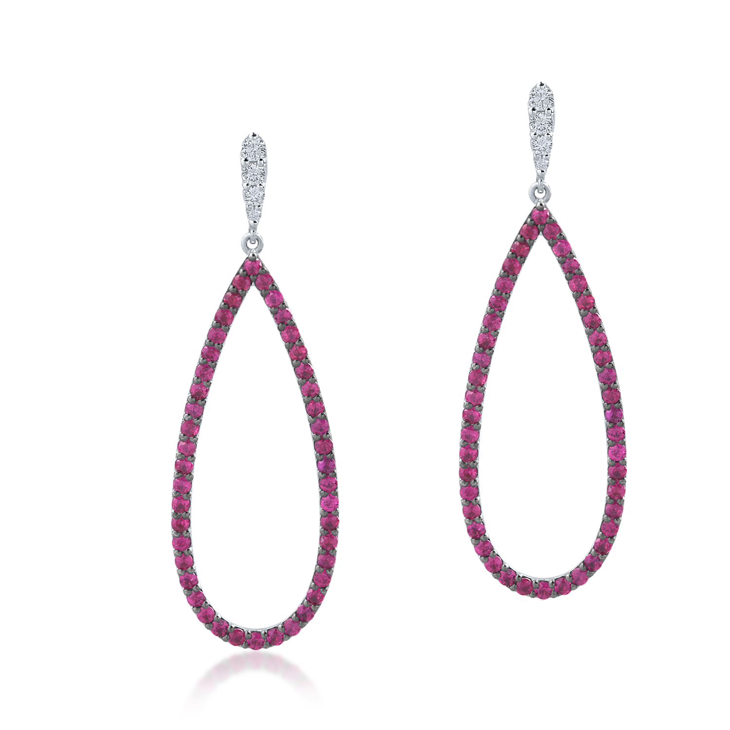 White gold earrings with 0.24ct diamonds and 2.1ct rubies