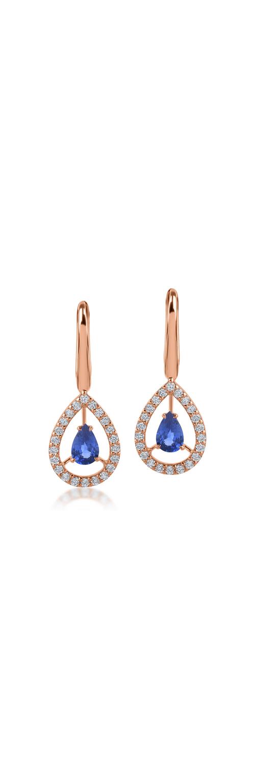 Rose gold earrings with 1ct sapphires and 0.47ct diamonds