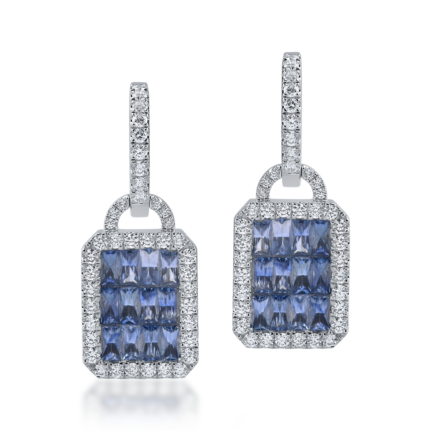 White gold earrings with 3.55ct sapphires and 1.23ct diamonds