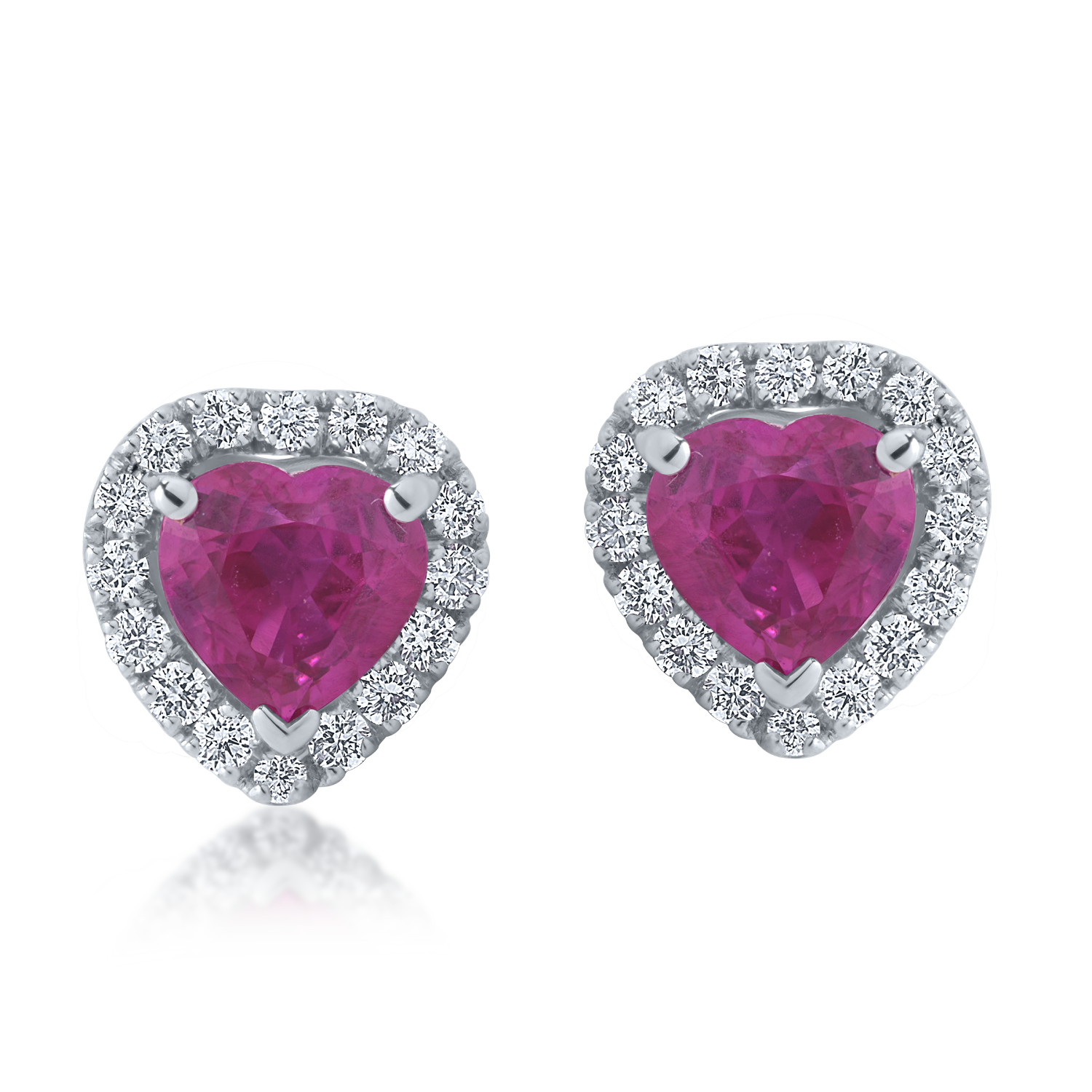 White gold earrings with 0.99ct rubies and 0.22ct diamonds