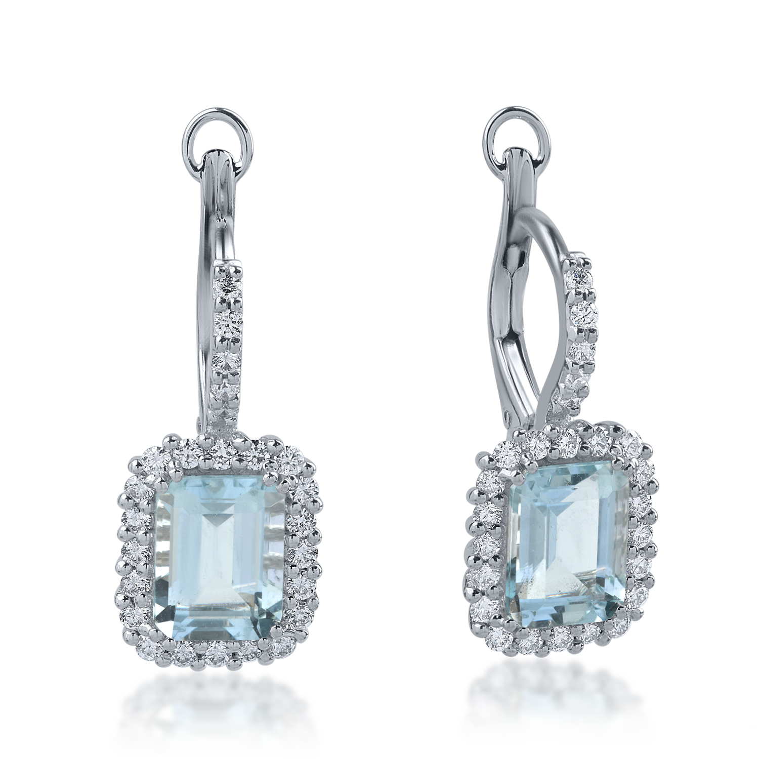 White gold earrings with 2.72ct aquamarines and 0.54ct diamonds