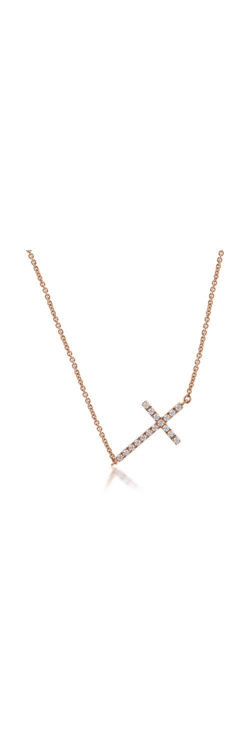 Rose gold cross pendant necklace with 0.28ct diamonds