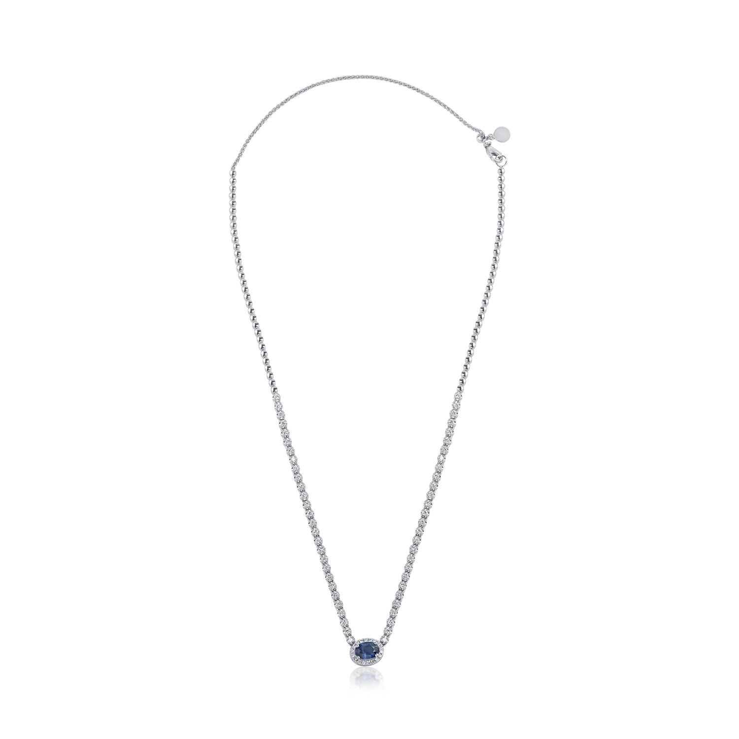 Fehérarany nyaklánc 0.954ct kék zafírral és 1.141ct gyémántokkal