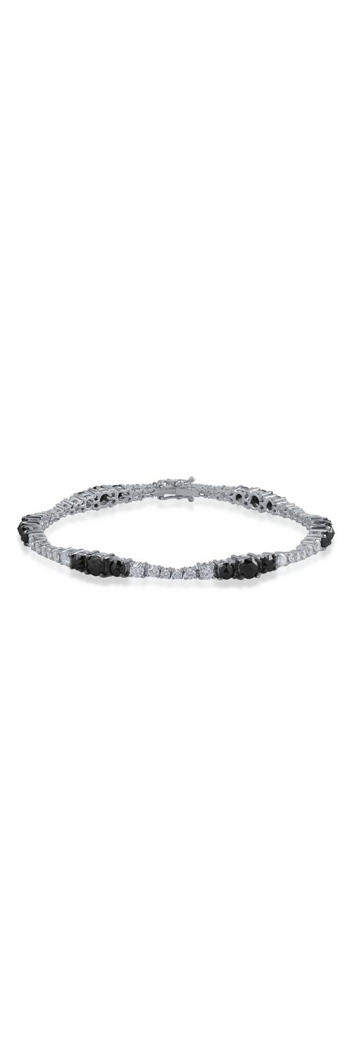 White gold tennis bracelet with 1.92ct clear diamonds and 3.7ct black diamonds