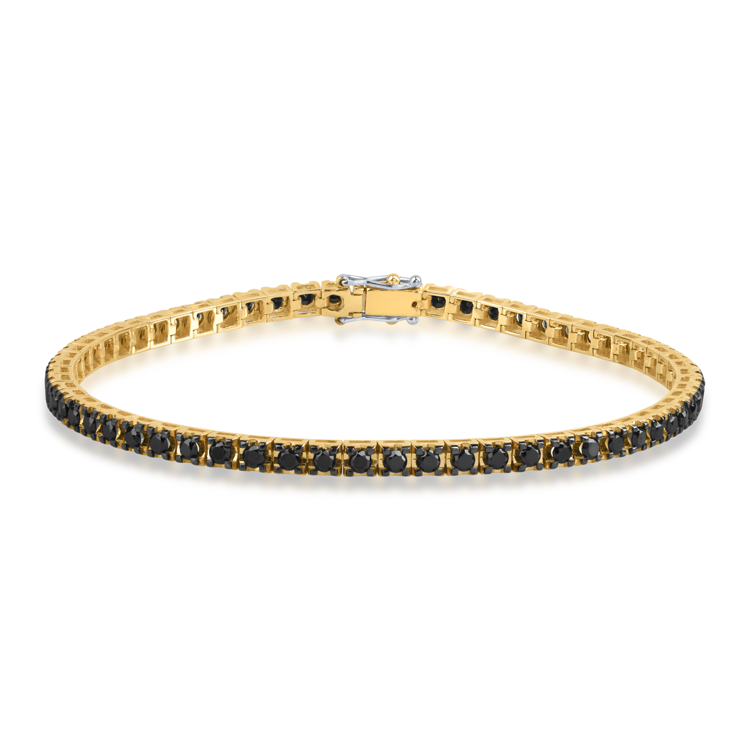 Yellow gold tennis bracelet with 3.25ct black diamonds