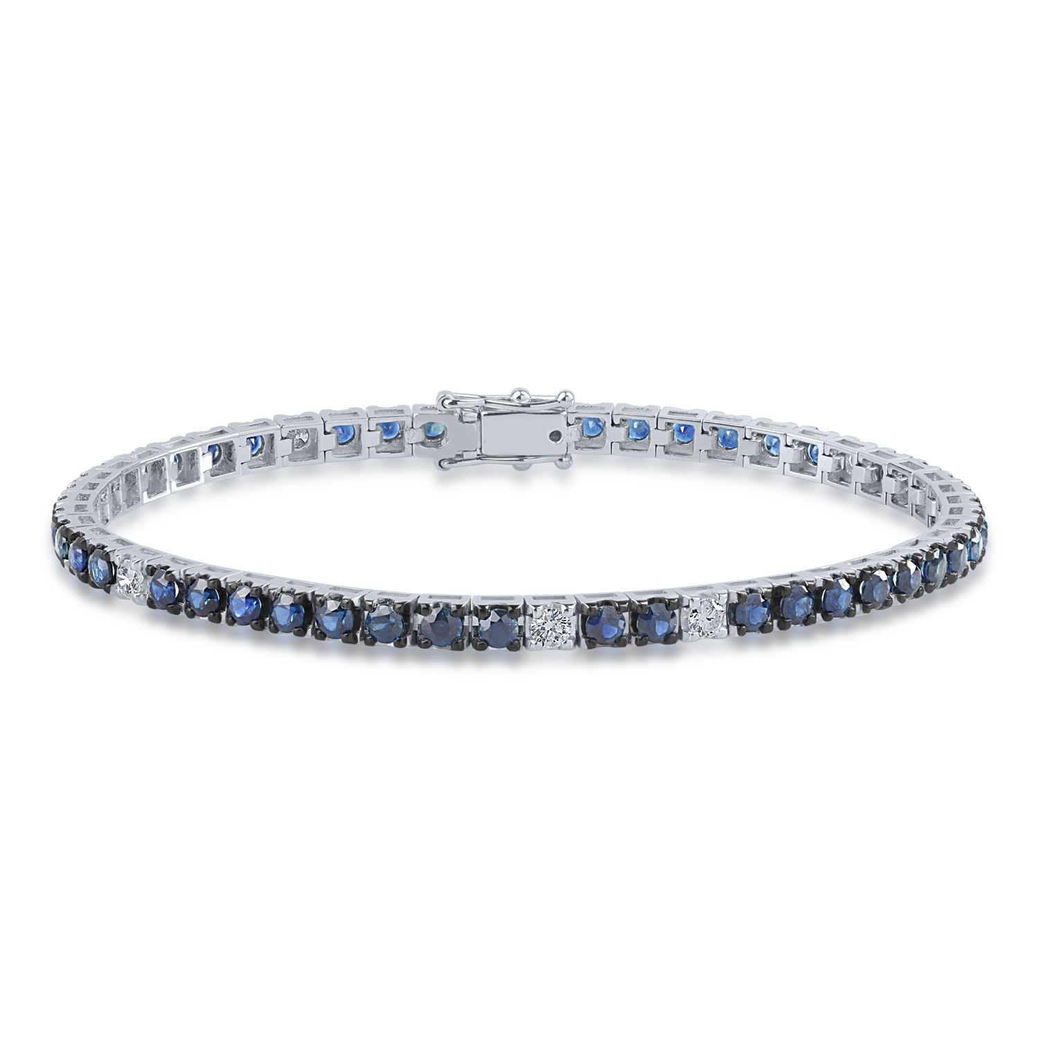 White gold tennis bracelet with 4.2ct sapphires and 0.35ct diamonds