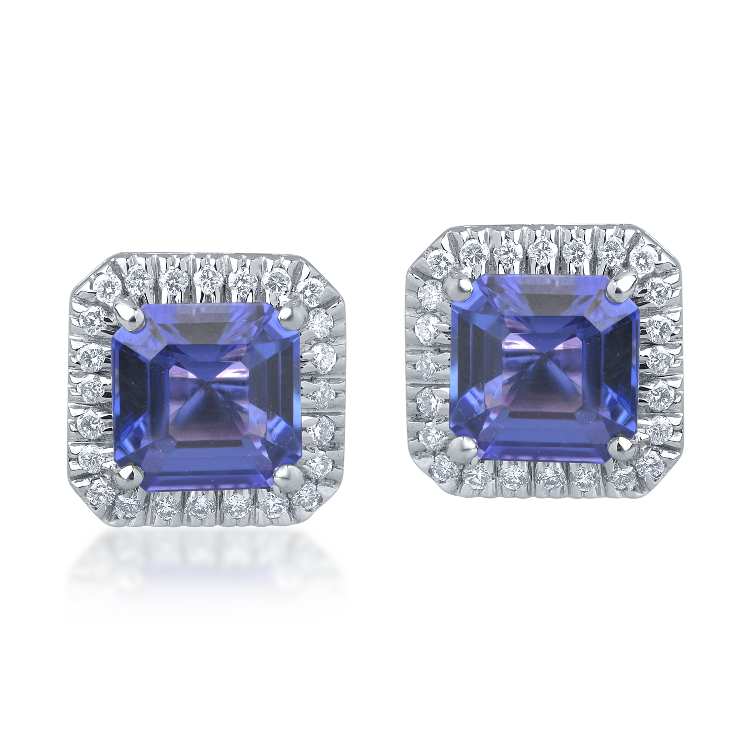 White gold earrings with 6.74ct tanzanites and 0.635ct diamonds
