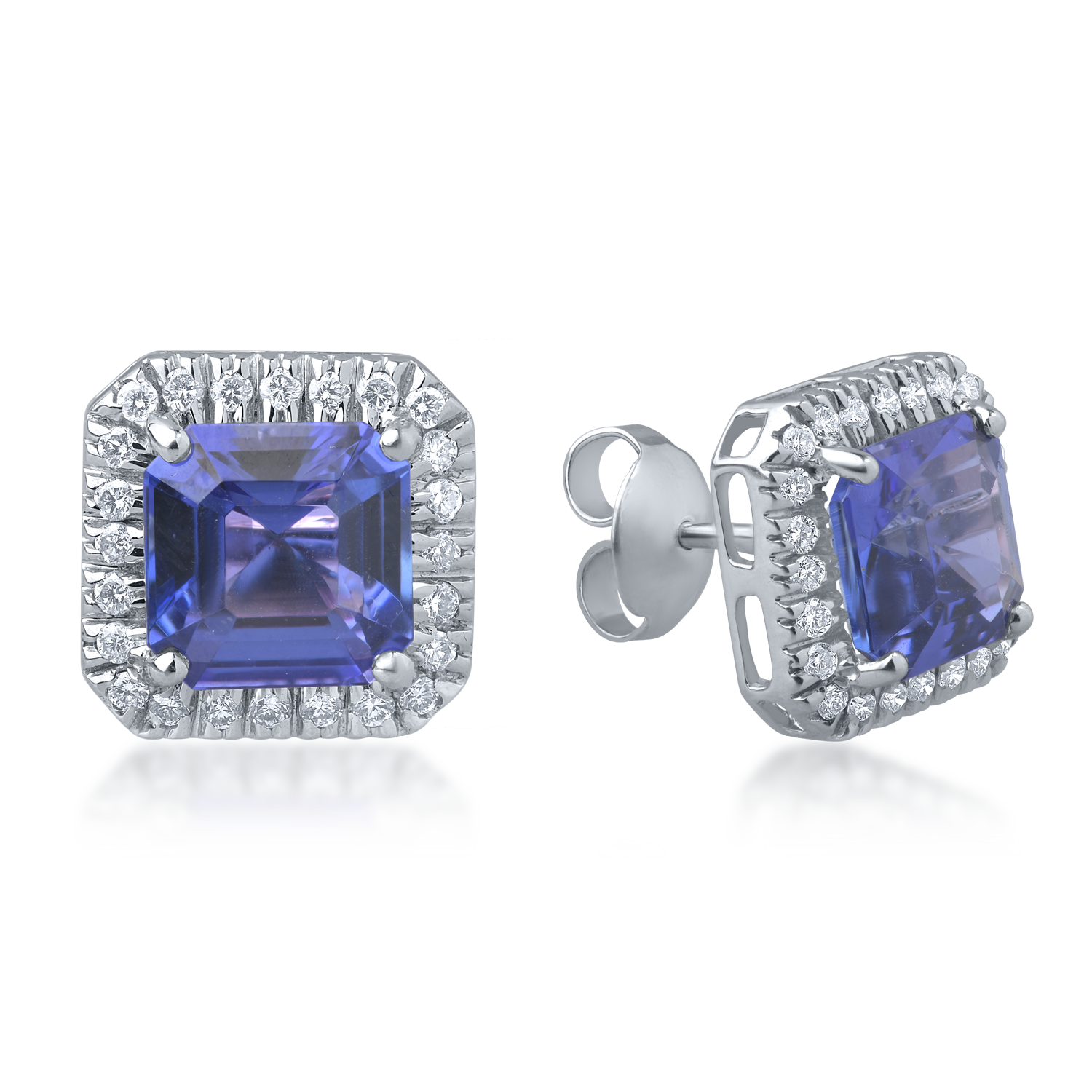 White gold earrings with 6.74ct tanzanites and 0.635ct diamonds