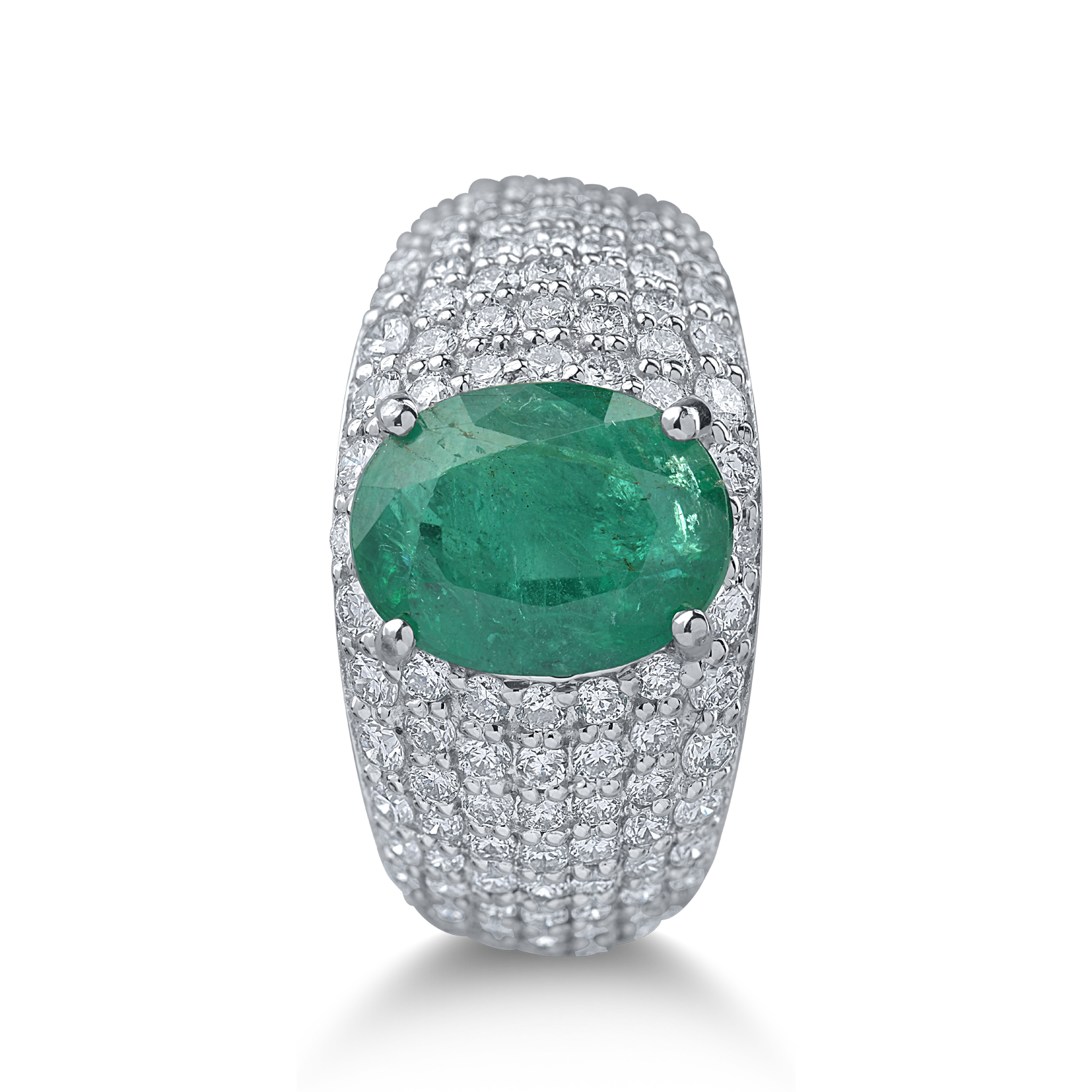 Fehérarany gyűrű 2.76ct smaragddal és 1.444ct gyémántokkal