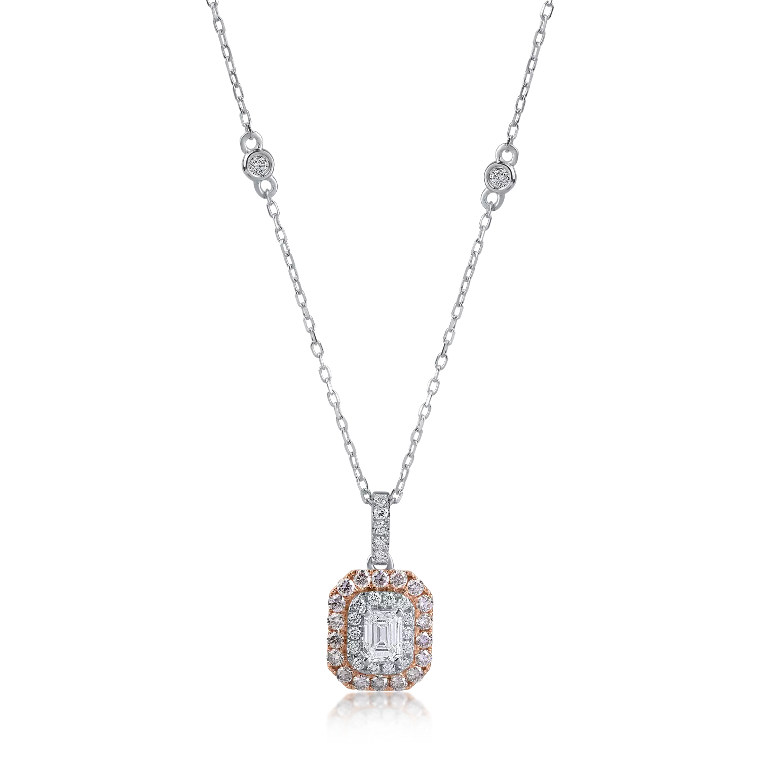 Висулка от бяло розово злато с 0.61ct розови диаманти и 0.18ct прозрачни диаманти