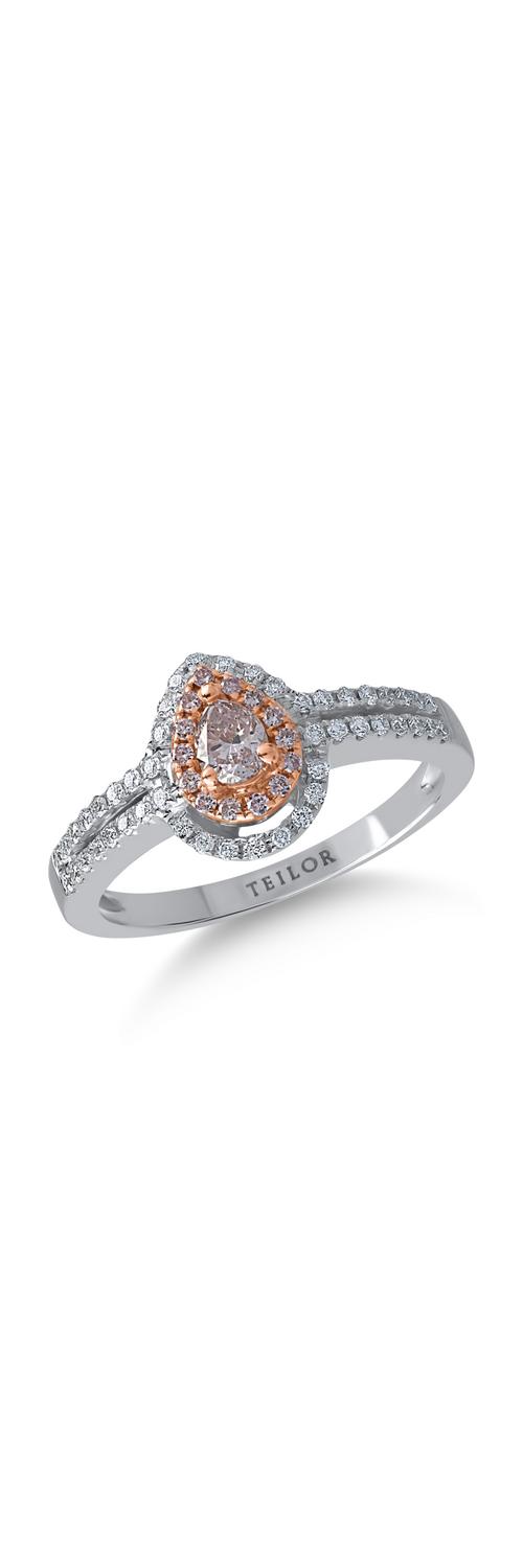Inel din aur alb-roz cu diamante roz de 0.29ct si diamante transparente de 0.24ct