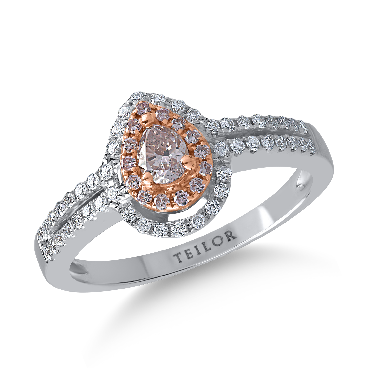 Inel din aur alb-roz cu diamante roz de 0.29ct si diamante transparente de 0.24ct