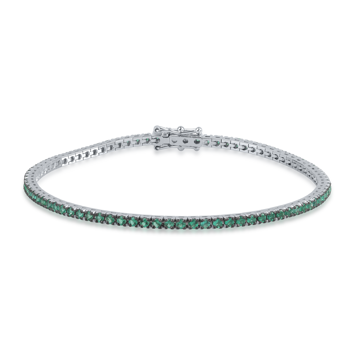 White gold tennis bracelet with 1.6ct emeralds