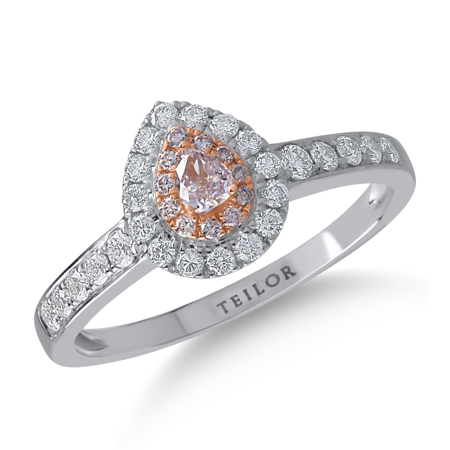 White-rose gold ring with 0.35ct clear diamonds and 0.16ct rose diamonds