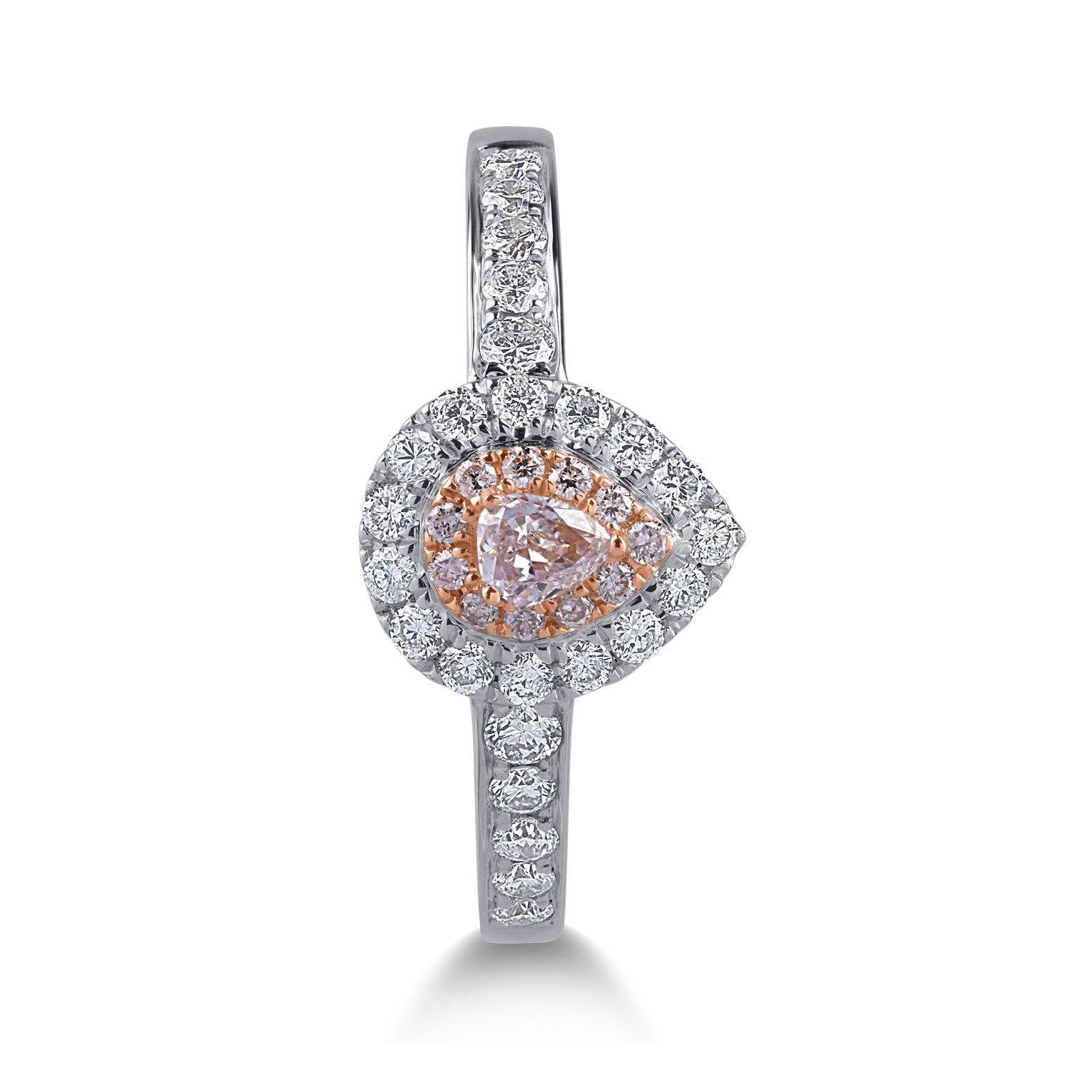 Пръстен от бяло розово злато с прозрачни диаманти от 0.35ct и розови диаманти от 0.16ct