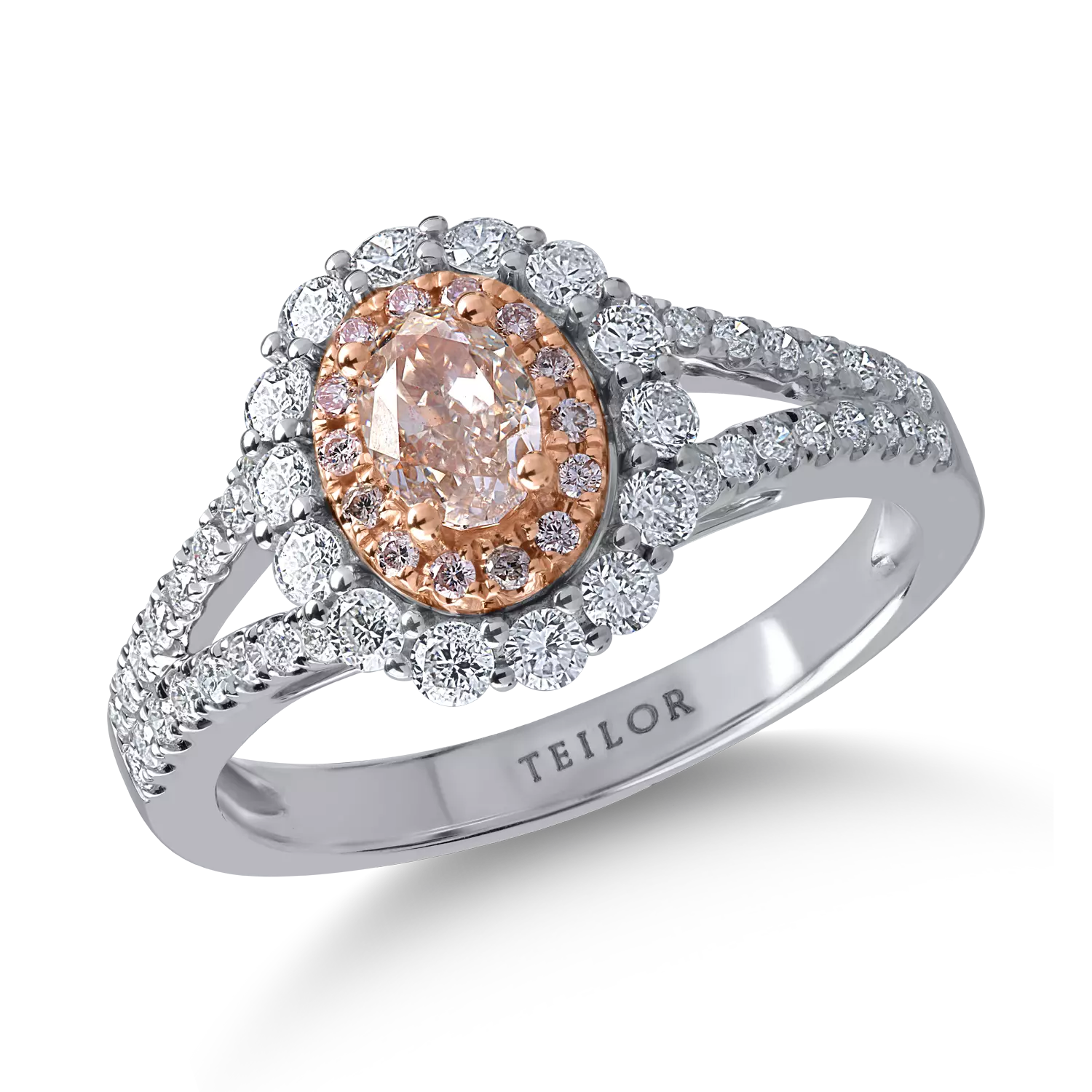 Пръстен от бяло розово злато с прозрачни диаманти от 0.59ct и розови диаманти от 0.58ct