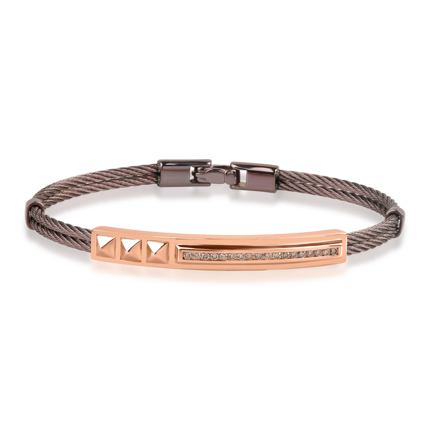 Rose gold and steel bracelet with 0.27ct brown diamond