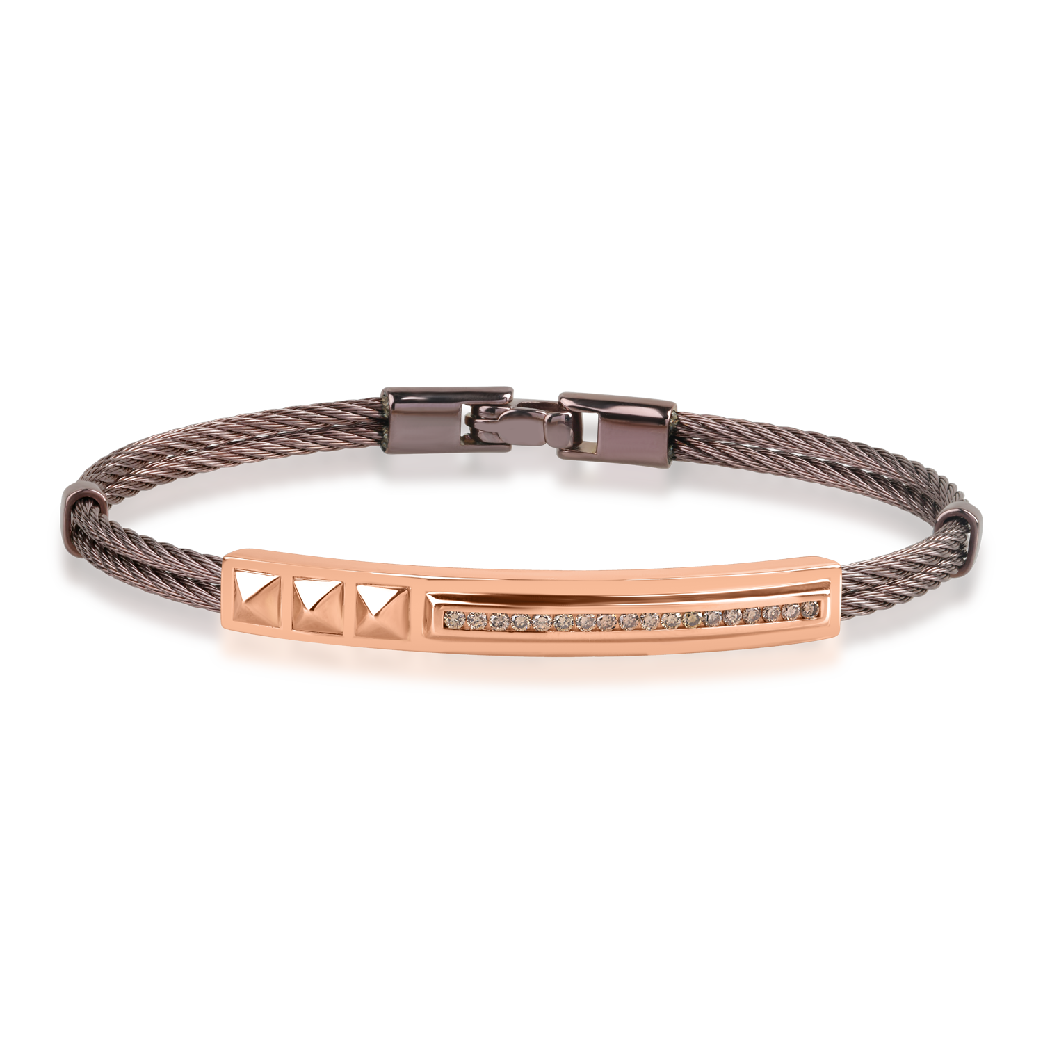 Rose gold and steel bracelet with 0.27ct brown diamond