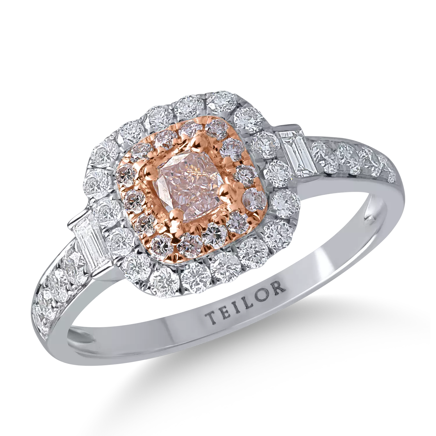 Пръстен от бяло розово злато с прозрачни диаманти от 0.6ct и розови диаманти от 0.38ct
