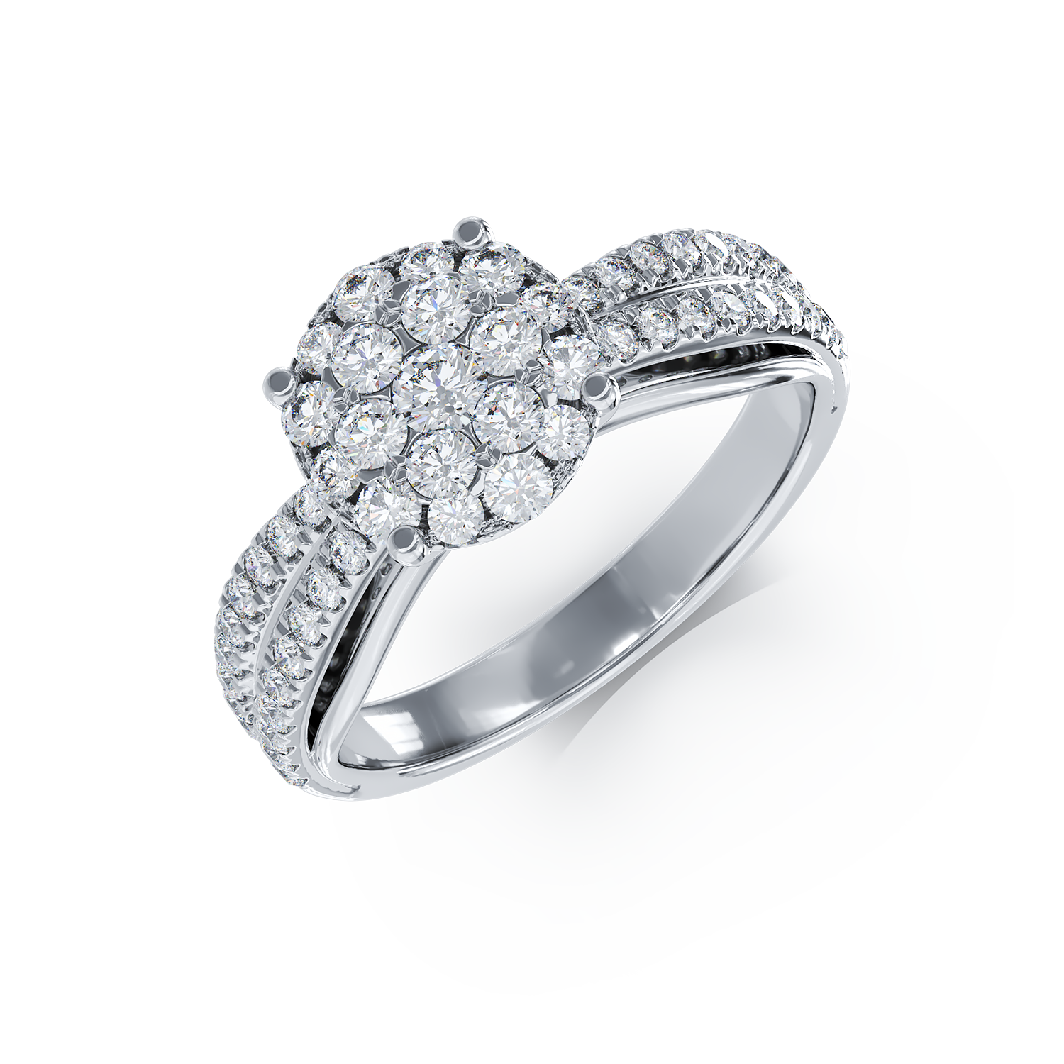 Inel de logodna din aur alb cu diamante de 0.66ct