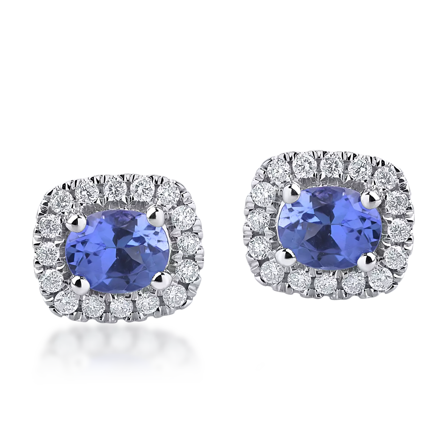White gold earrings with 0.8ct tanzanites and 0.21ct diamonds