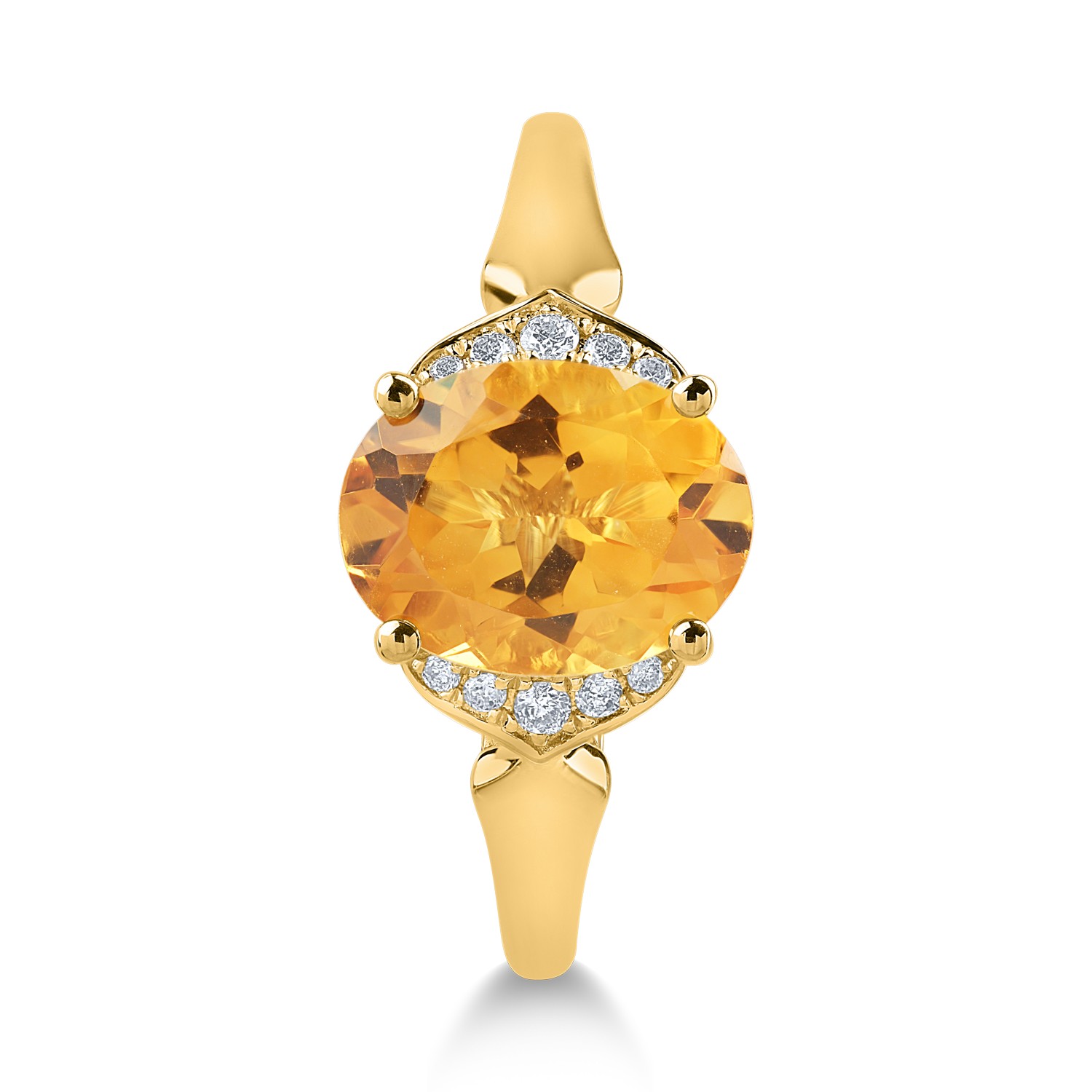 Sárga arany gyűrű 1.76ct citrinnel és 0.05ct gyémánttal