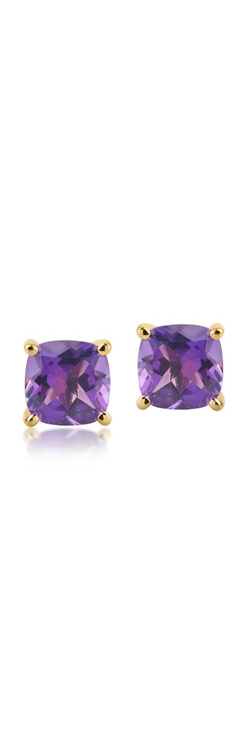 Yellow gold earrings with 3ct amethysts