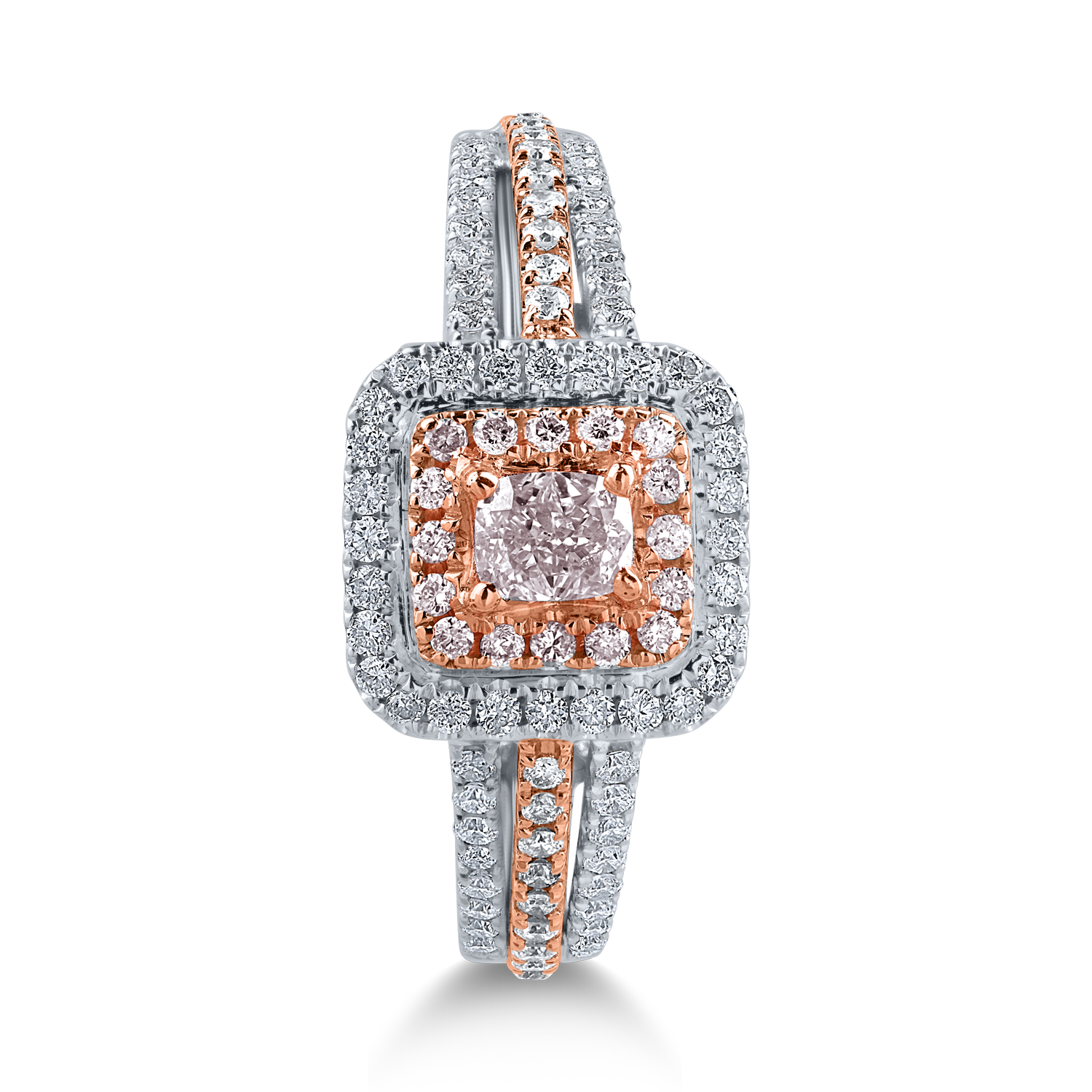 White-rose gold ring with 0.43ct rose diamonds and 0.3ct clear diamonds