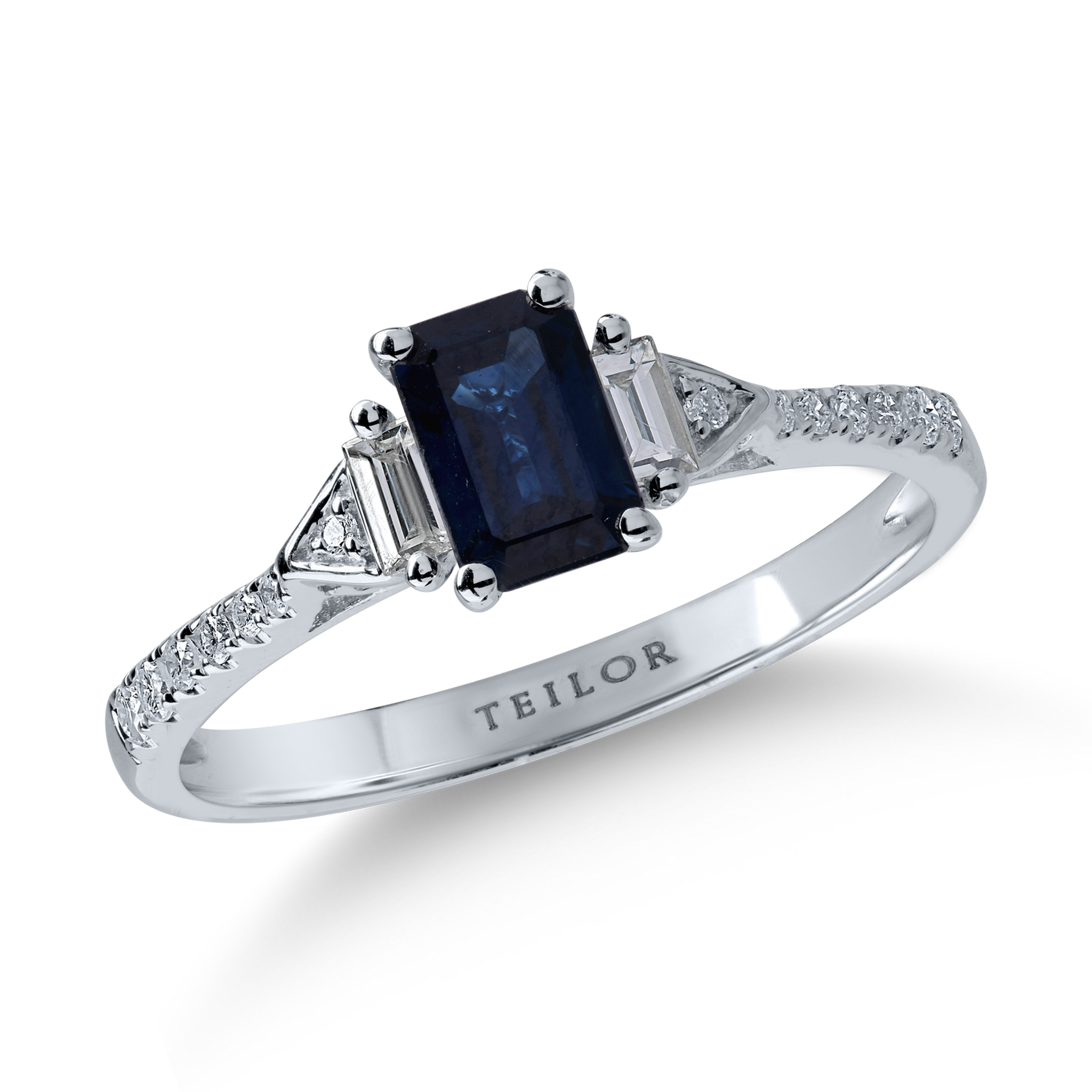 Fehérarany gyűrű 0.65ct zafírral és 0.22ct gyémánttal