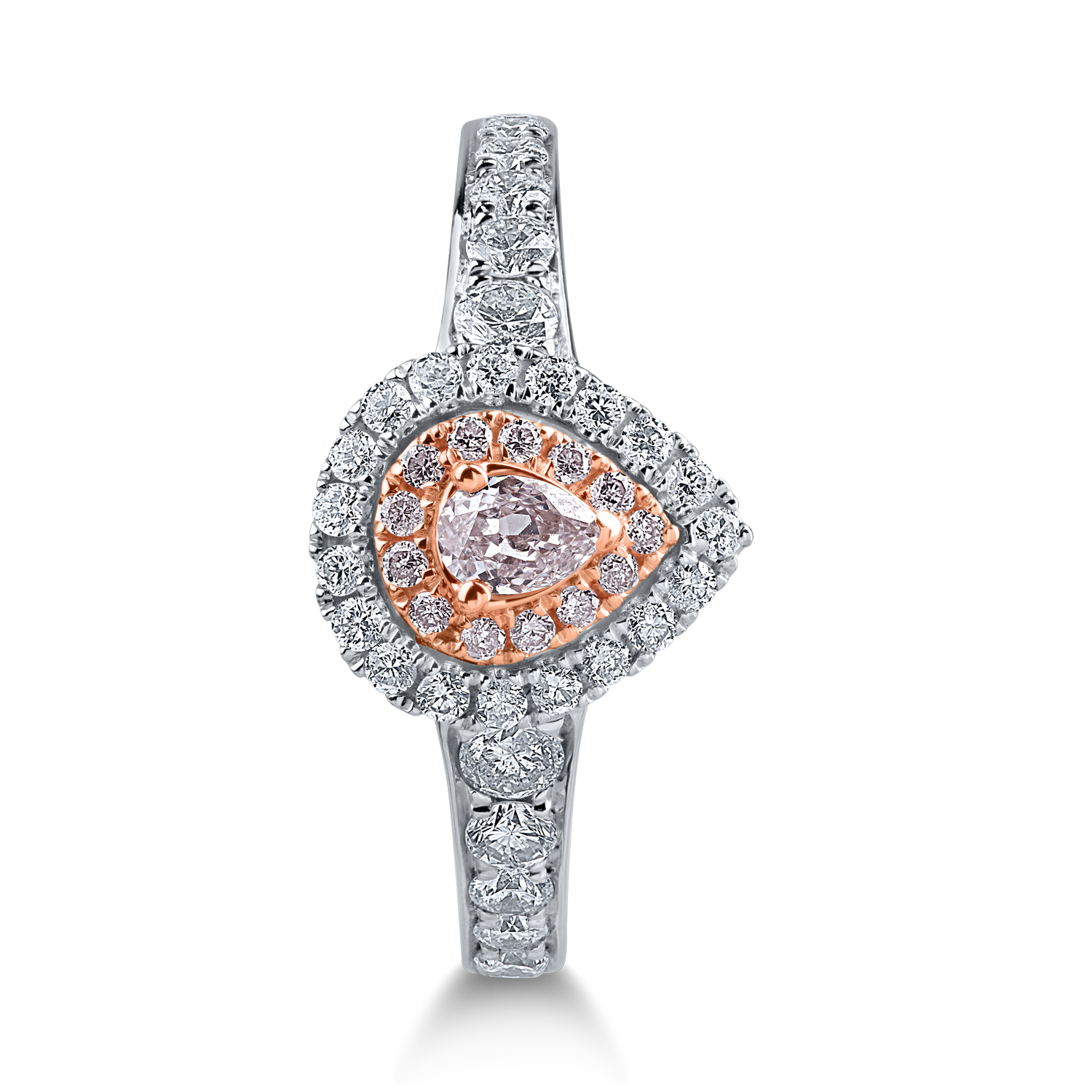 Fehérarany gyűrű 0.63ct átlátszó gyémántokkal és 0.25ct rózsa gyémántokkal