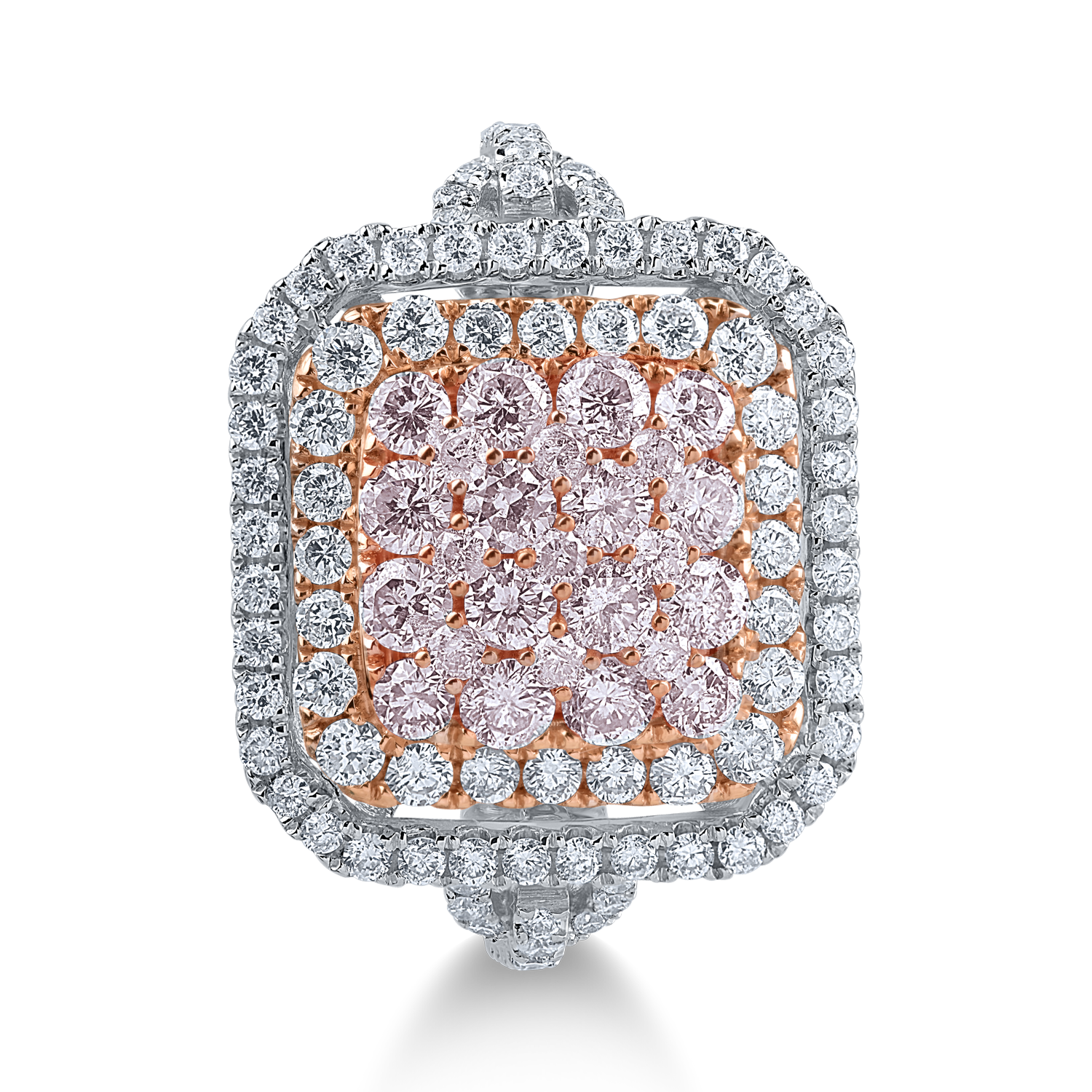 White-rose gold ring with 0.88ct rose diamonds and 0.87ct clear diamonds