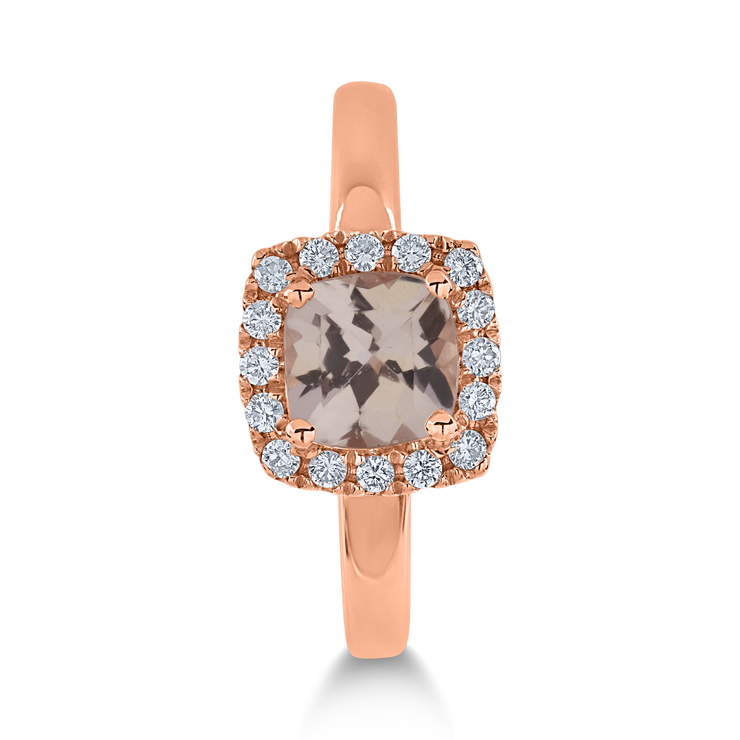 Rose gold ring with 0.8ct morganite and 0.14ct diamonds