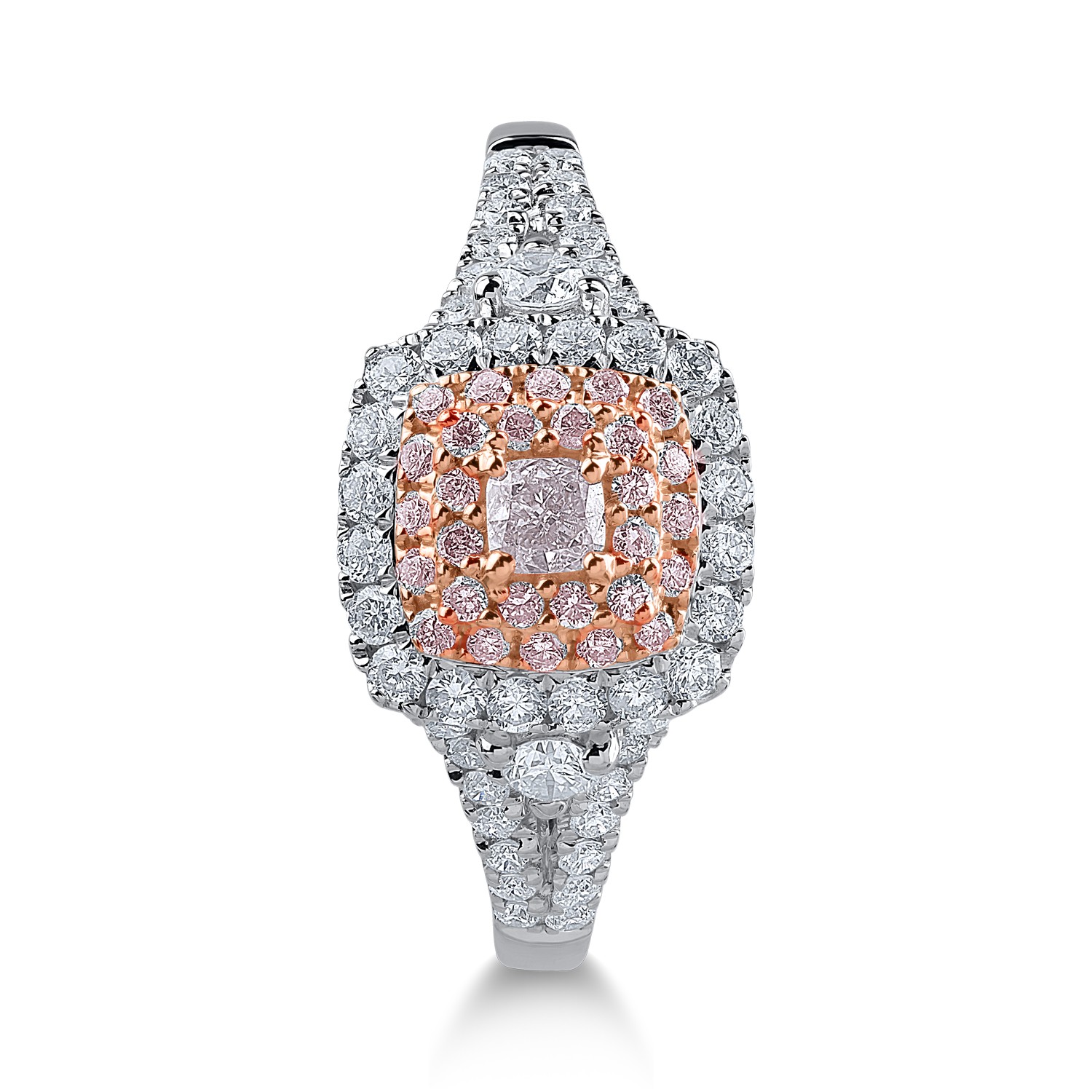 Пръстен от бяло розово злато с прозрачни диаманти от 0.51ct и розови диаманти от 0.23ct