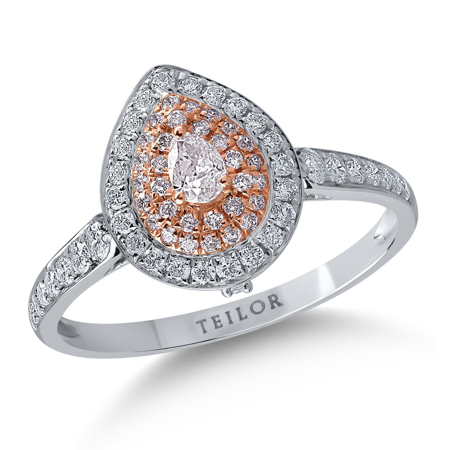 White-rose gold ring with 0.36ct clear diamonds and 0.23ct rose diamonds