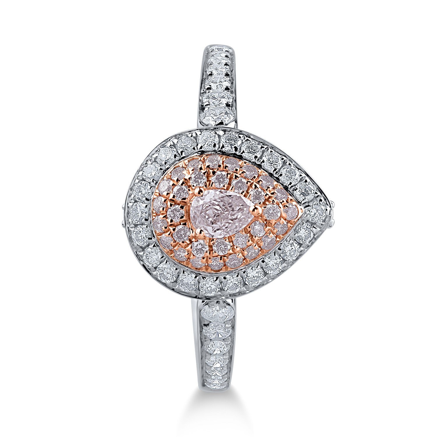 Пръстен от бяло розово злато с 0.36ct прозрачни диаманти и 0.23ct розови диаманти