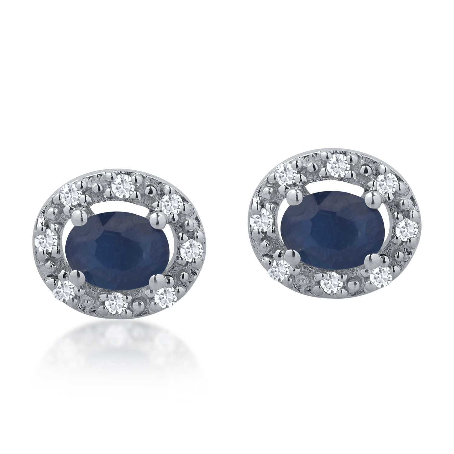 White gold earrings with 0.38ct sapphires and 0.07ct diamonds