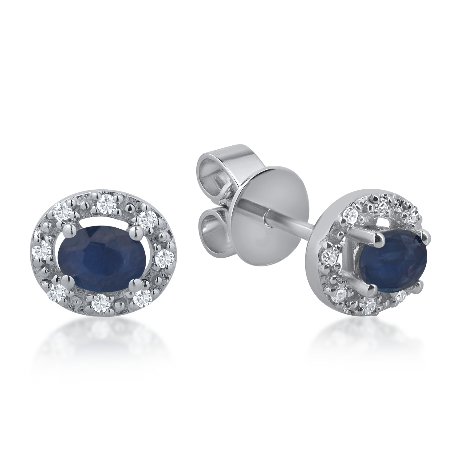 White gold earrings with 0.38ct sapphires and 0.07ct diamonds