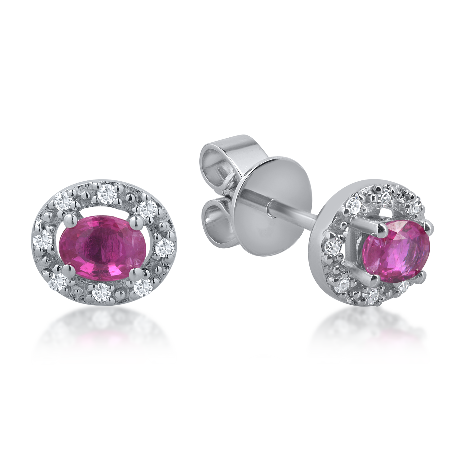 White gold earrings with 0.49ct rubies and 0.07ct diamonds