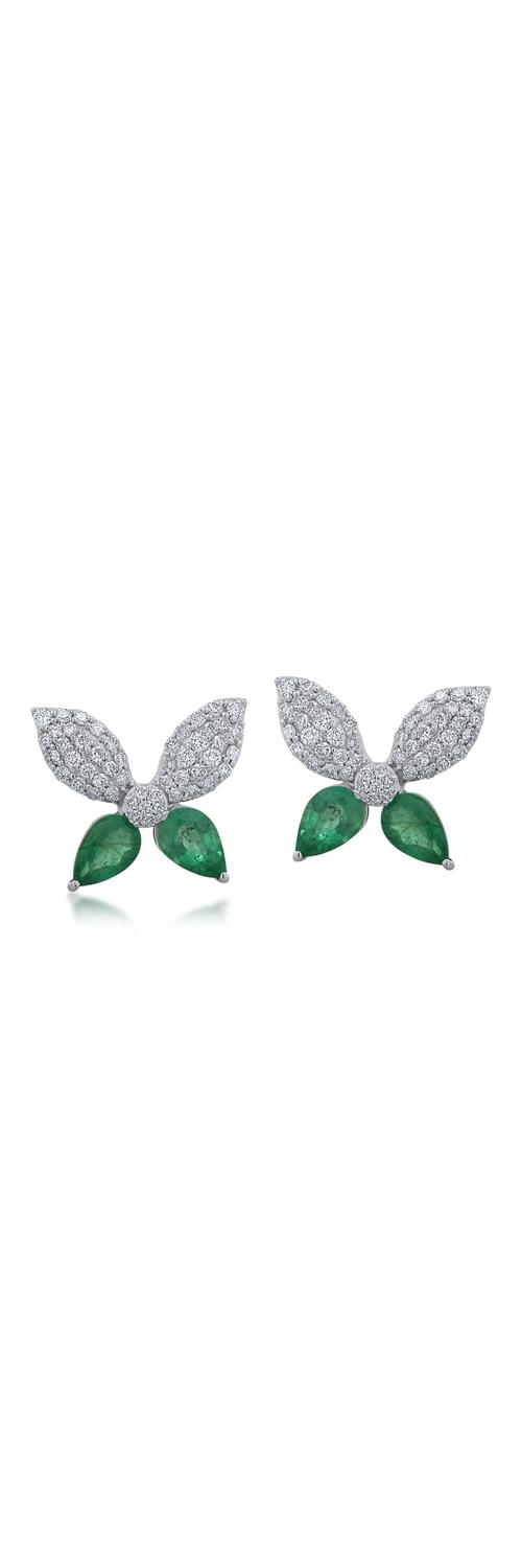 White gold earrings with 1.64ct emeralds and 0.62ct diamonds