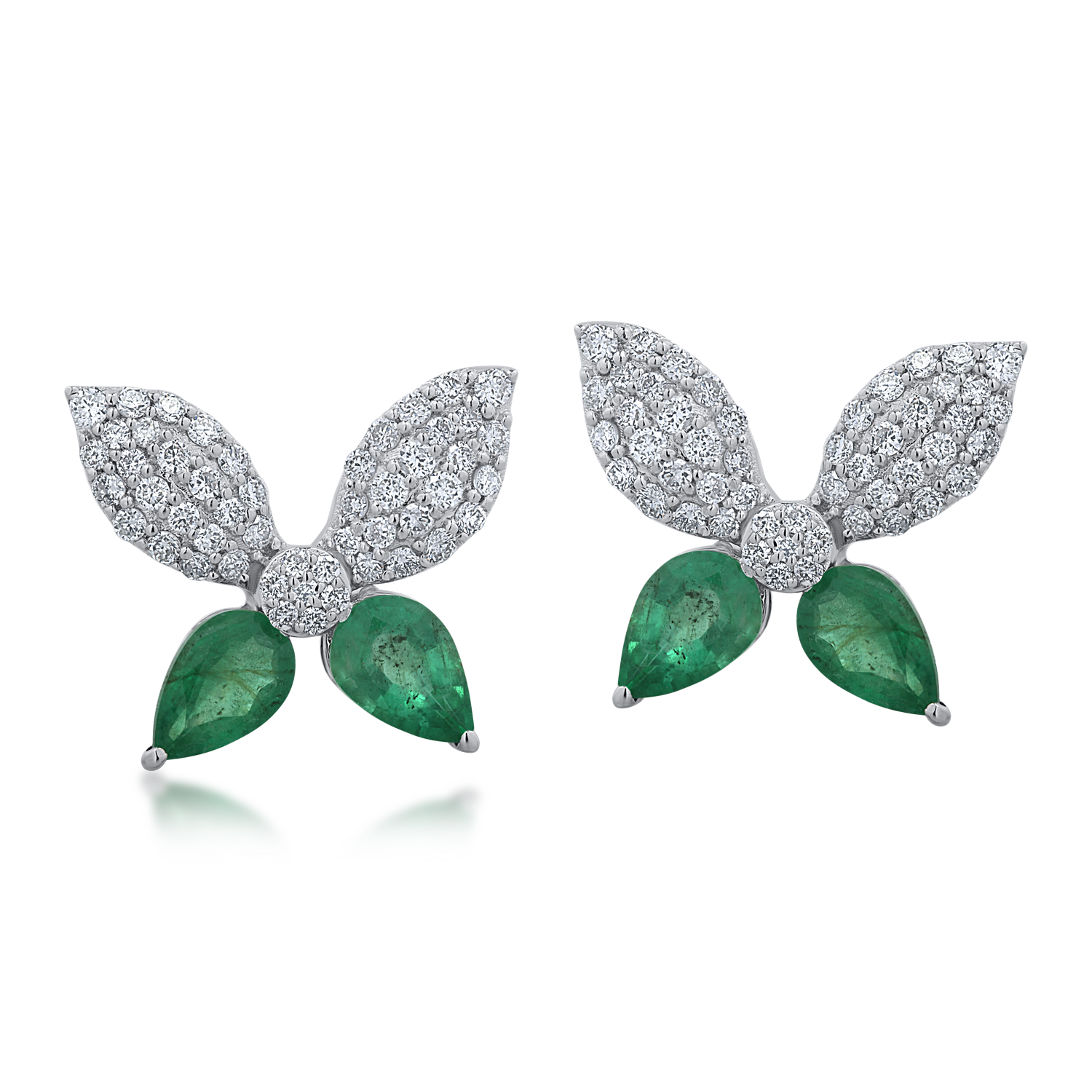 White gold earrings with 1.64ct emeralds and 0.62ct diamonds