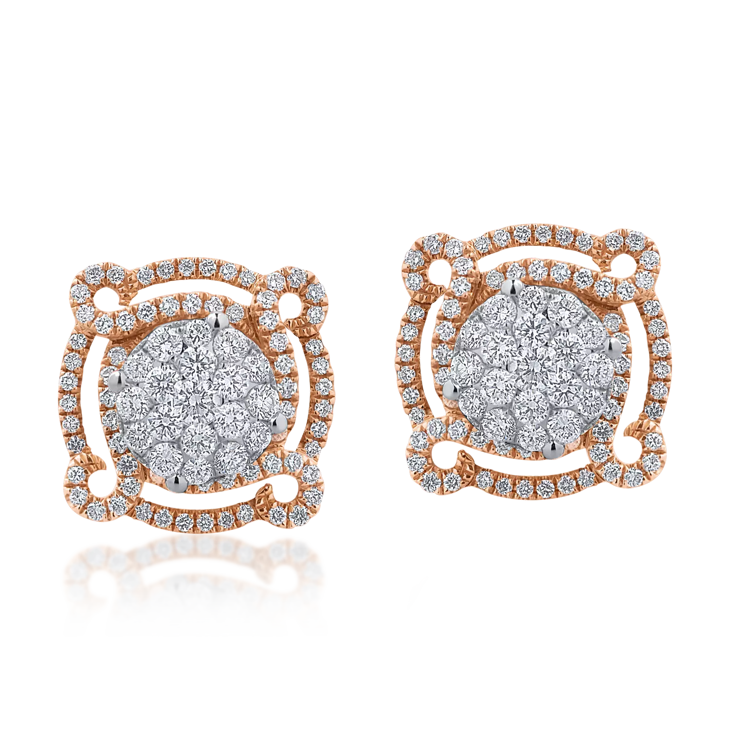 Cercei din aur alb-roz cu diamante de 0.83ct