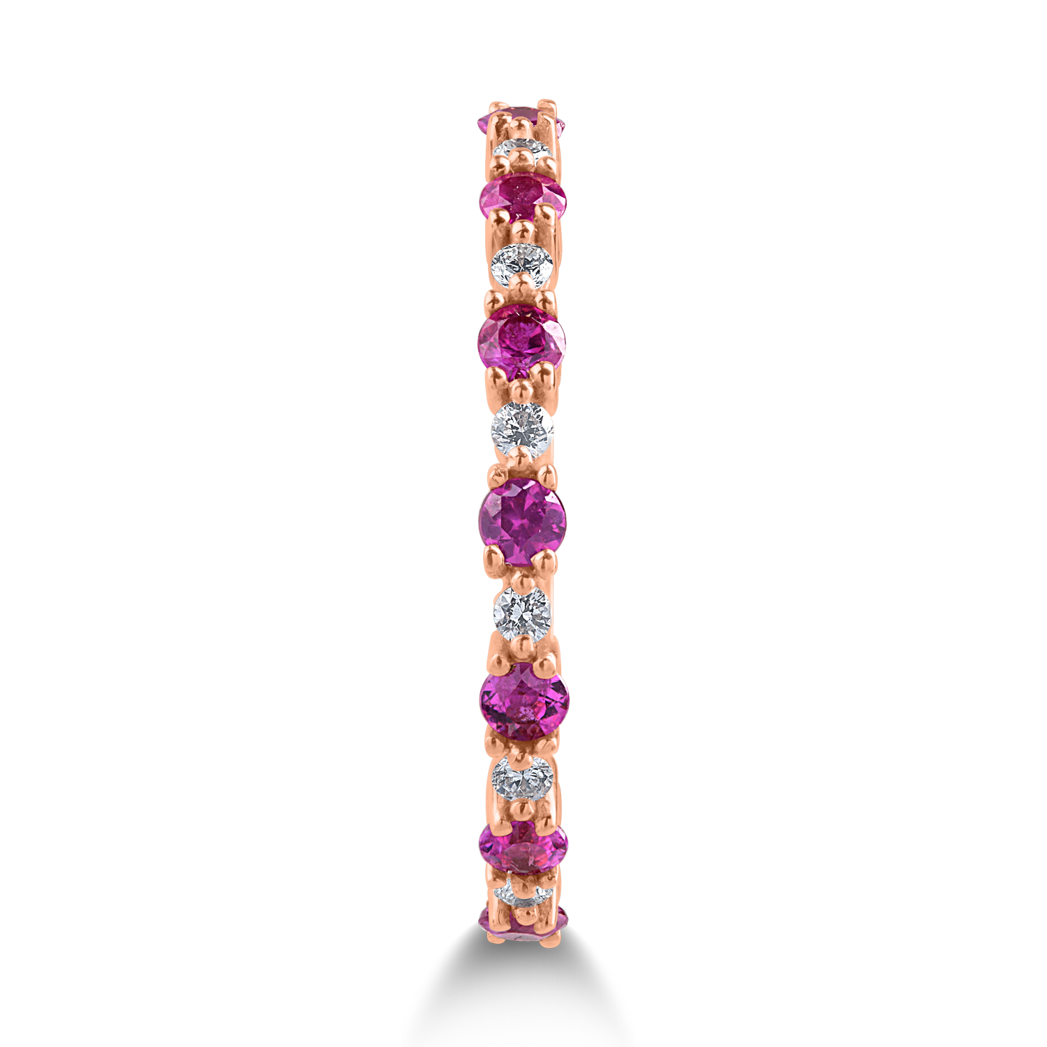 Half eternity ring in rose gold with 0.4ct rubies and 0.09ct diamonds