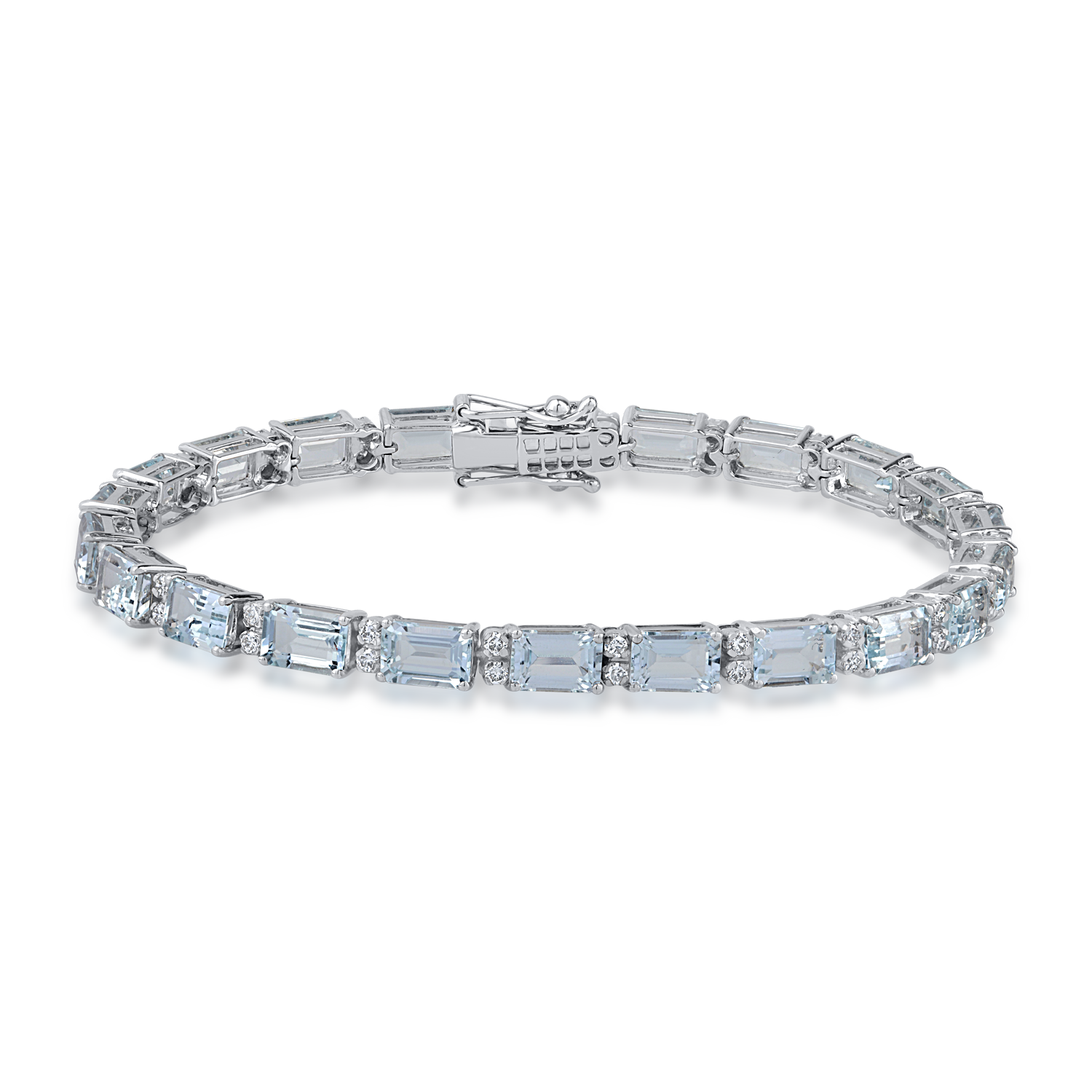 White gold tennis bracelet with 11.53ct aquamarine and 0.72ct diamonds