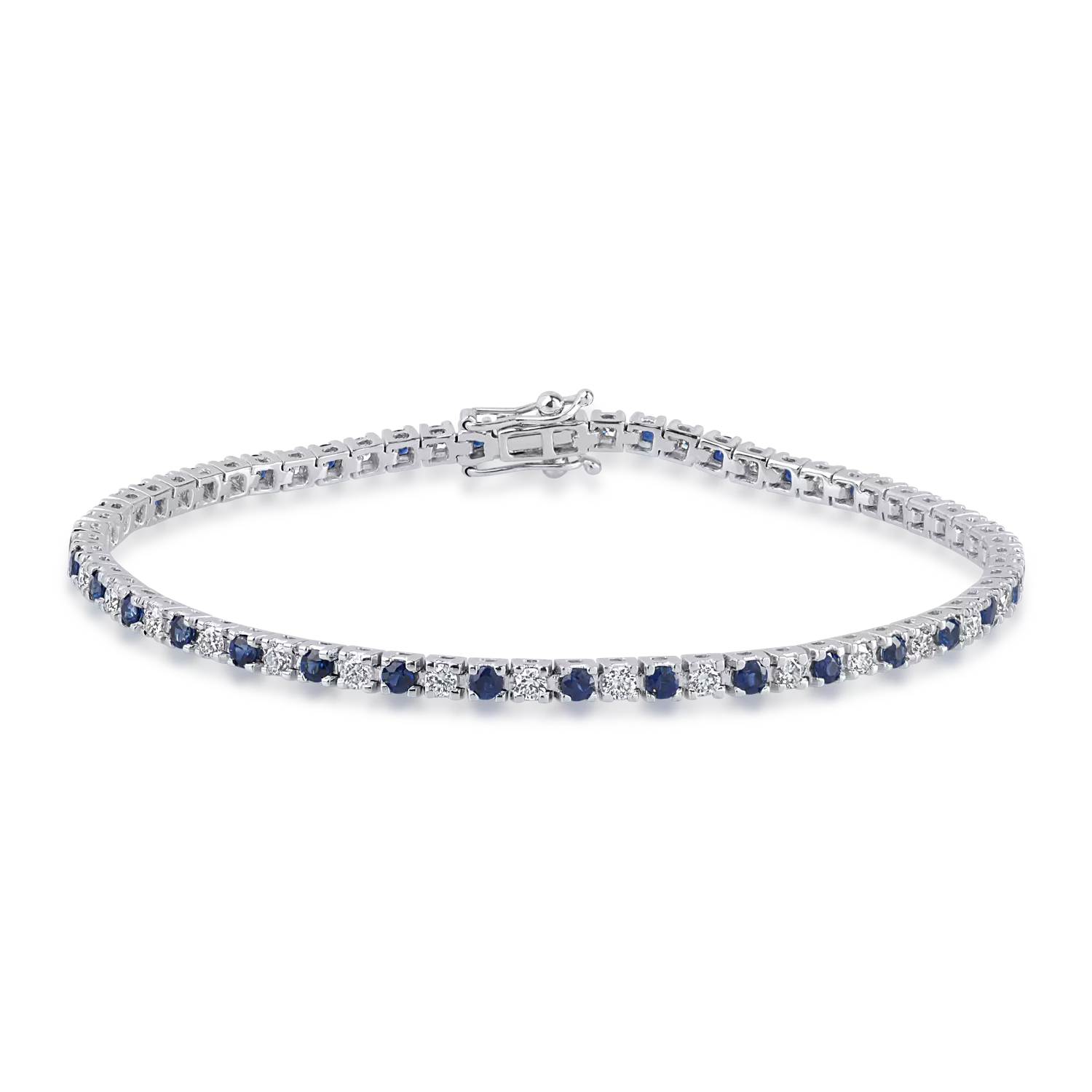 White gold tennis bracelet with 1.8ct sapphires and 1.3ct diamonds